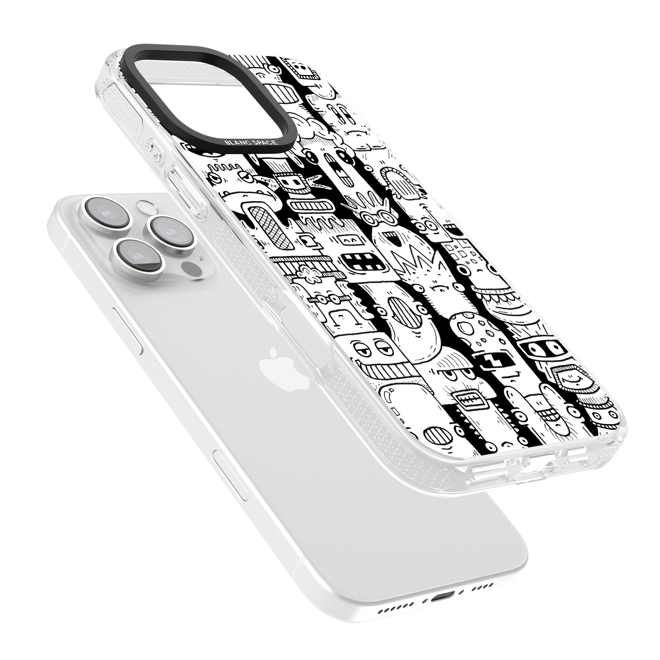 Monochrome Heads iPhone 16 Pro Max / 16 Pro Clear Case Impact Air - Blanc Space
