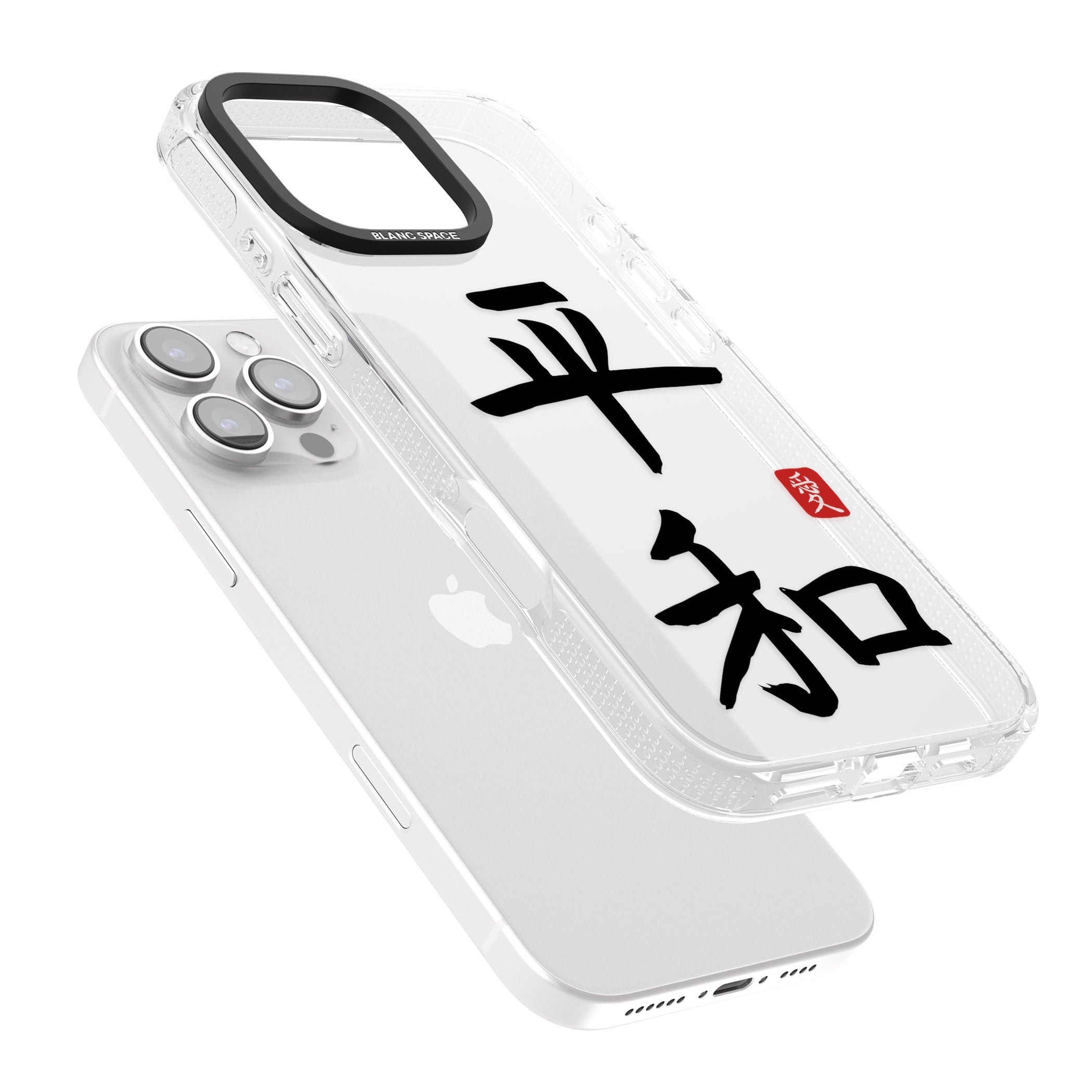 Japanese Kanji - Peace iPhone 16 Pro Max / 16 Pro Clear Case Impact Air - Blanc Space
