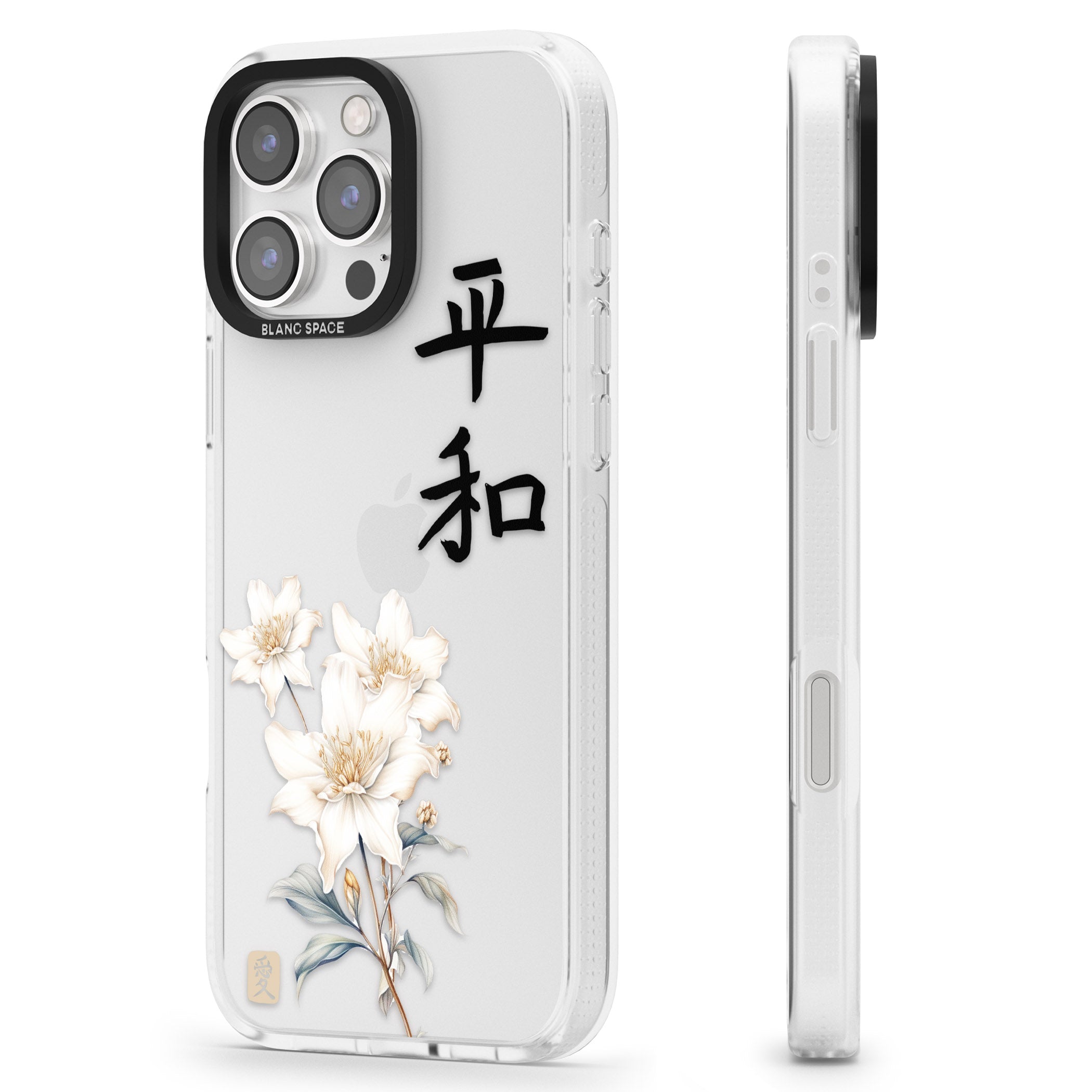 Peace and Flowers iPhone 16 Pro Max / 16 Pro Clear Case Impact Air - Blanc Space