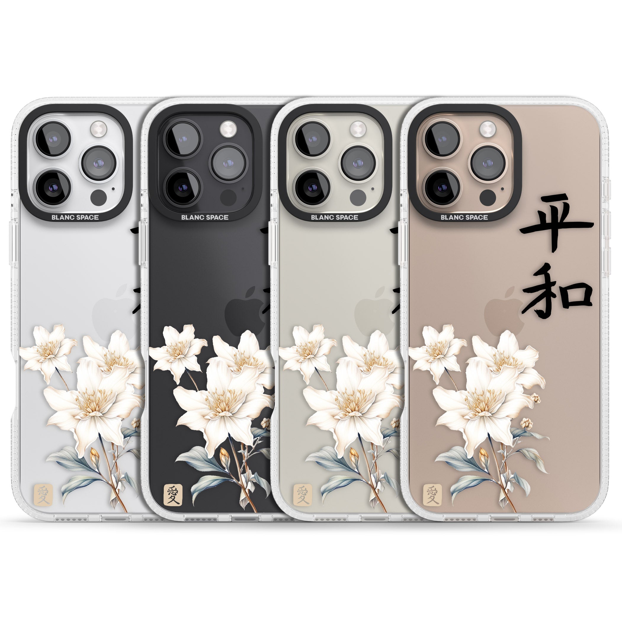 Peace and Flowers iPhone 16 Pro Max / 16 Pro Clear Case Impact Air - Blanc Space