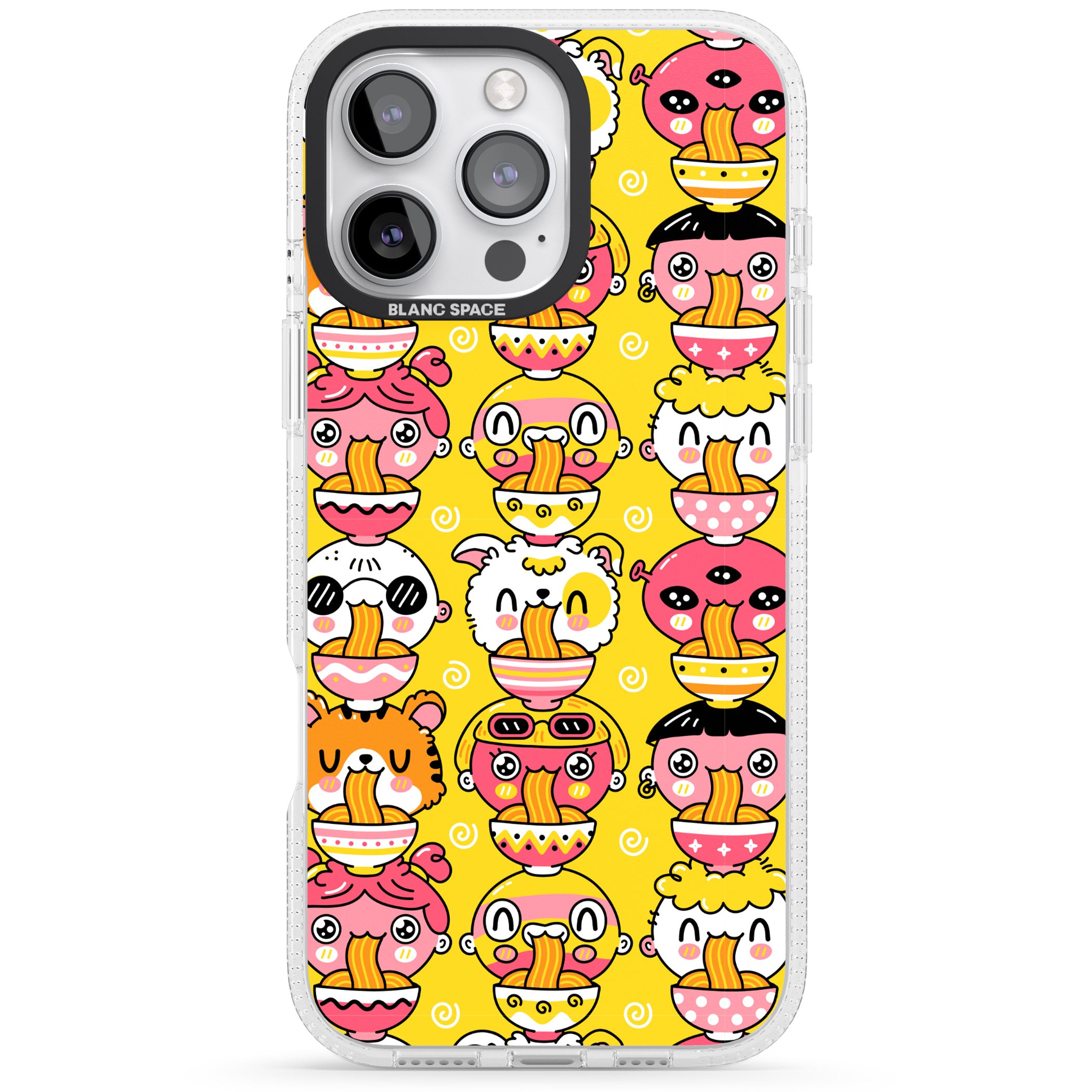 Ramen Noodle Kawaii Pattern iPhone 16 Pro Max / 16 Pro Clear Case Impact Air - Blanc Space