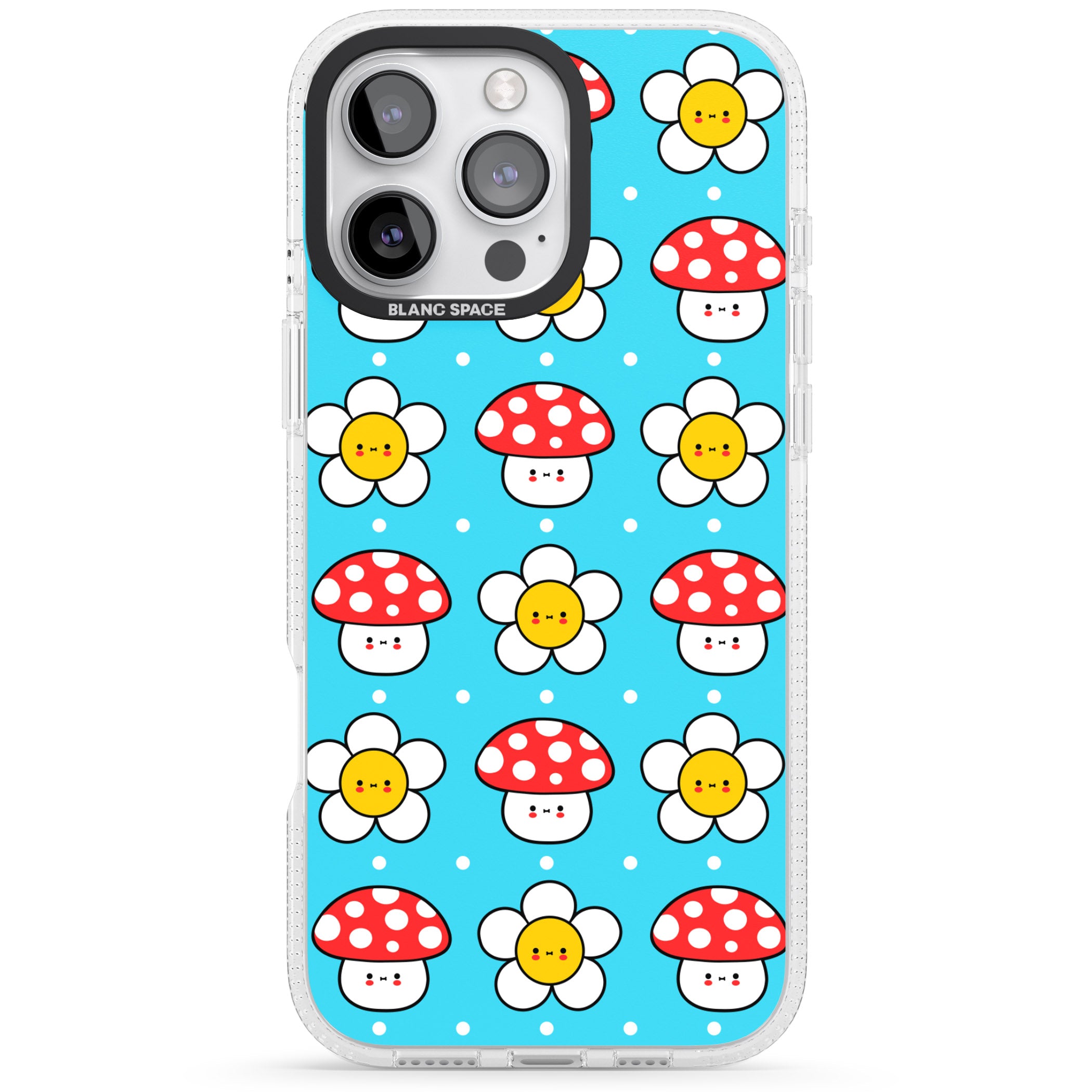 Shroom Bunnies Kawaii Pattern iPhone 16 Pro Max / 16 Pro Clear Case Impact Air - Blanc Space