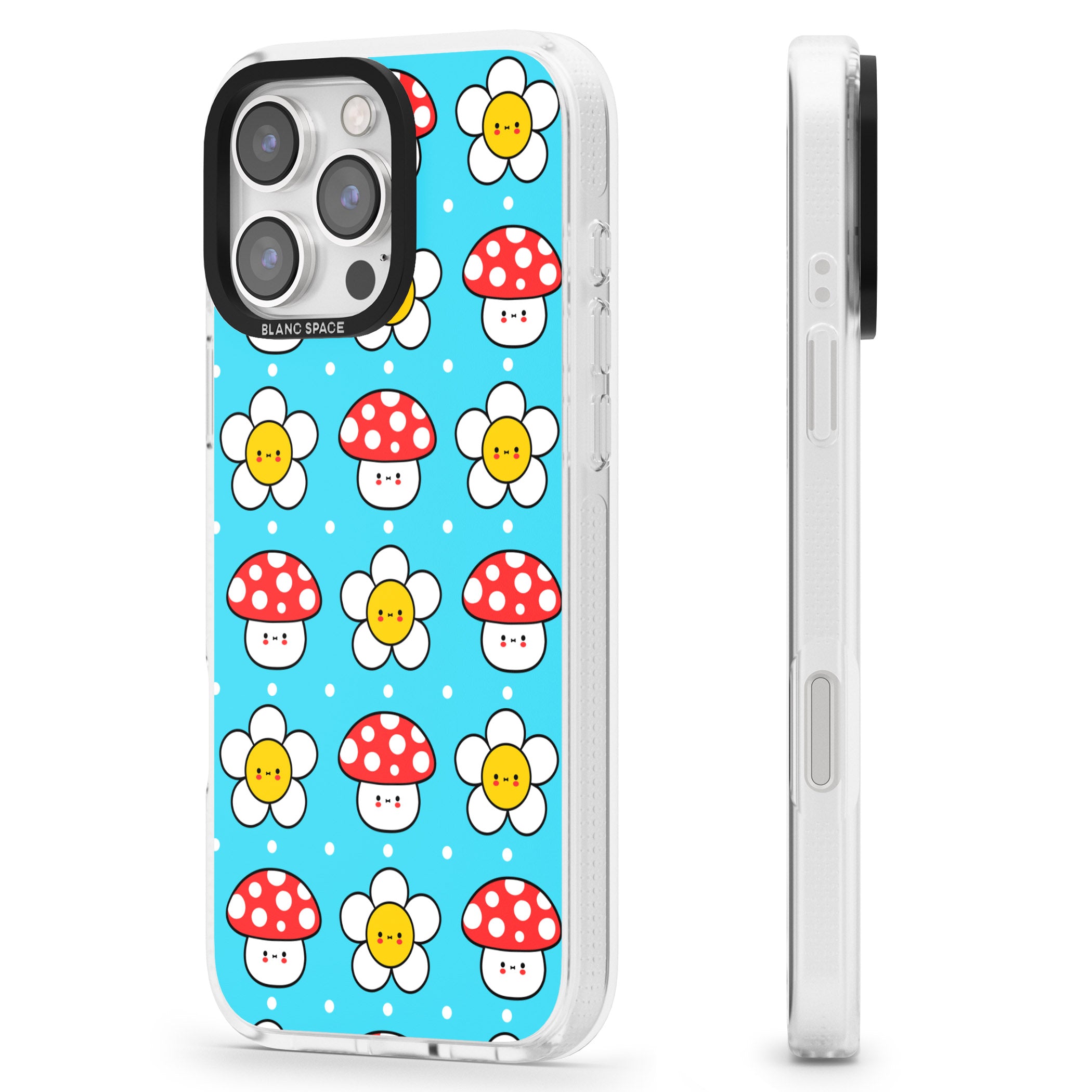 Shroom Bunnies Kawaii Pattern iPhone 16 Pro Max / 16 Pro Clear Case Impact Air - Blanc Space