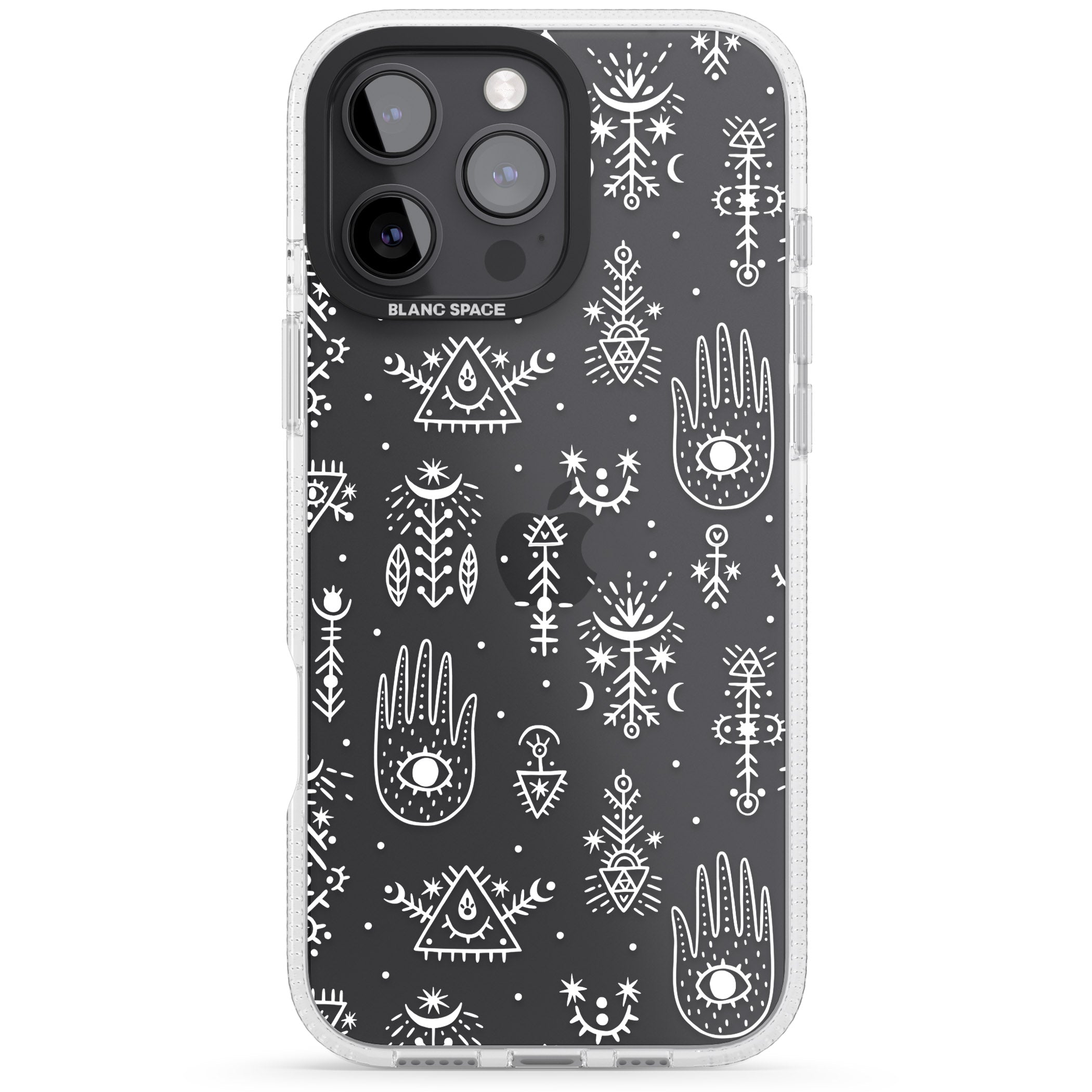 Black Tribal Palms iPhone 16 Pro Max / 16 Pro Clear Case Impact Air - Blanc Space