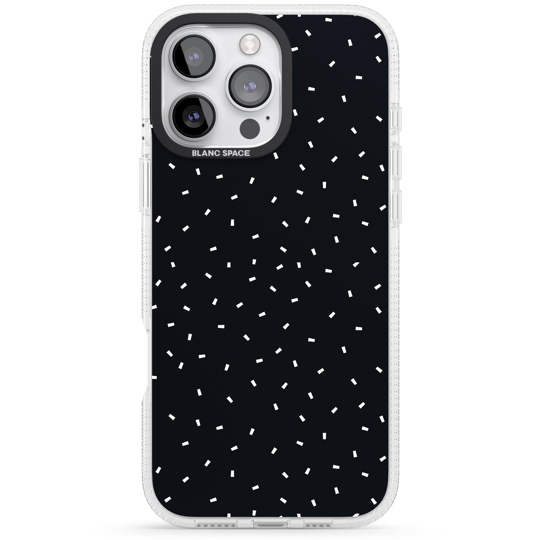 Confetti (Black) iPhone 16 Pro Max / 16 Pro Clear Case Impact Air - Blanc Space