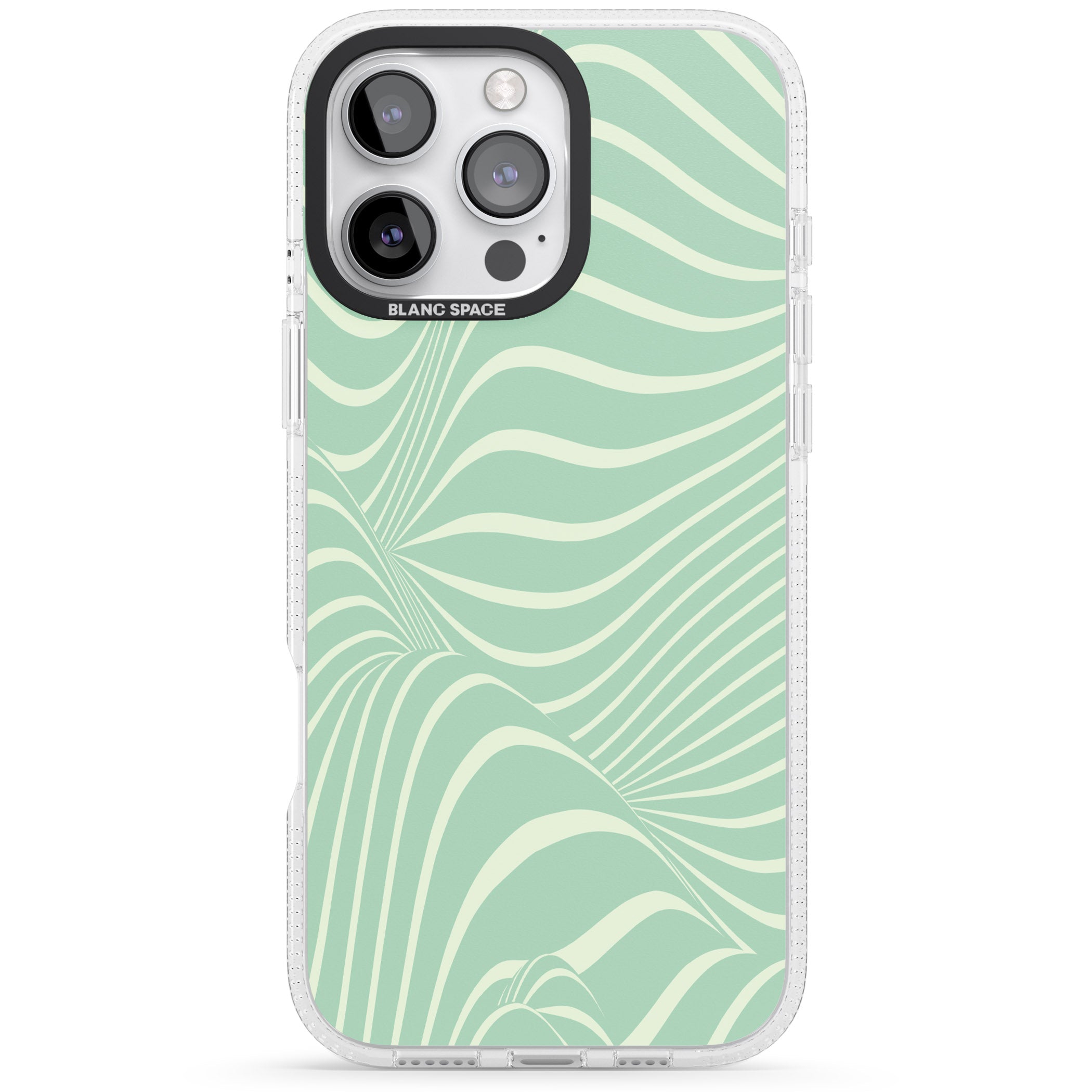 Mint Green Distorted Line iPhone 16 Pro Max / 16 Pro Clear Case Impact Air - Blanc Space