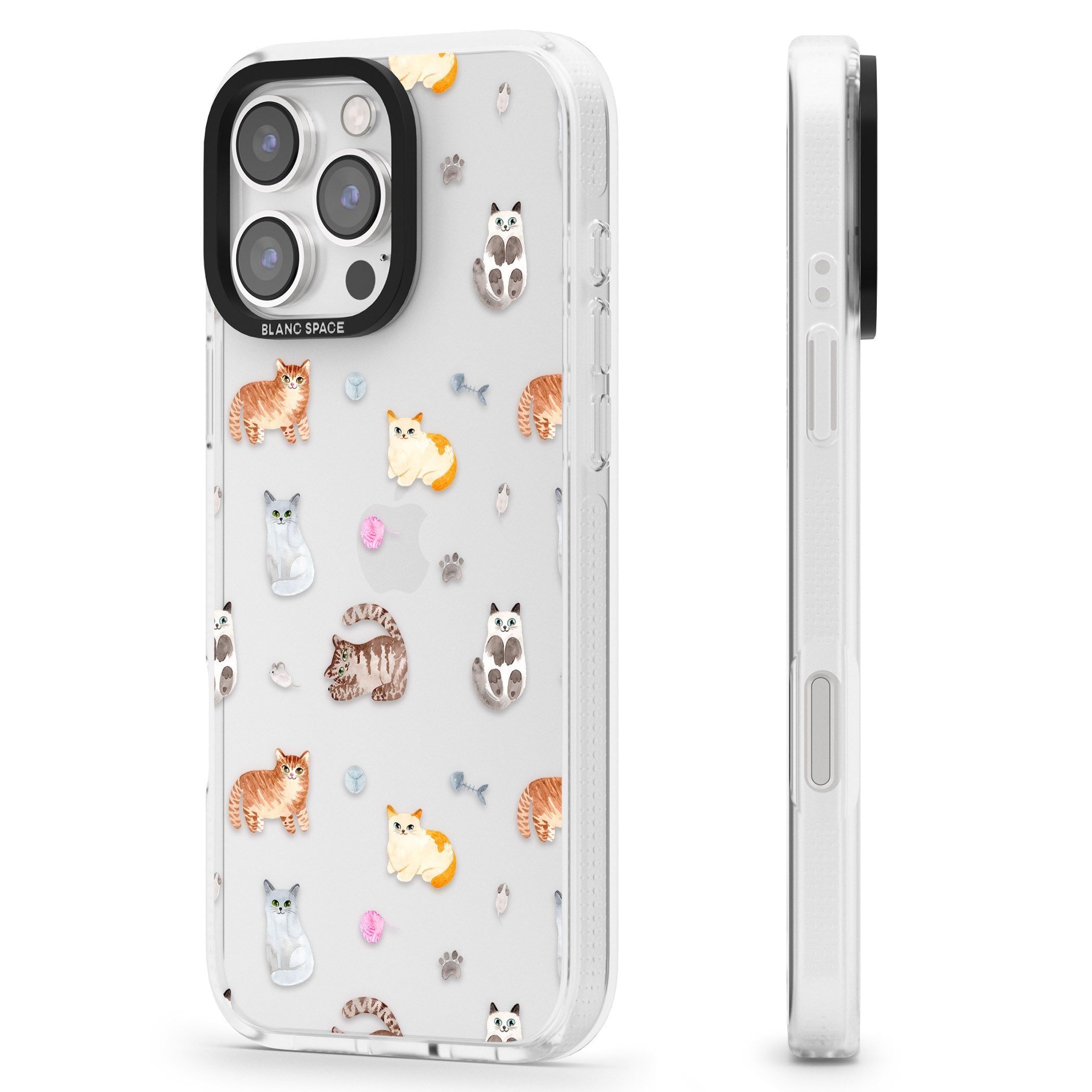Cats with Toys - Clear iPhone 16 Pro Max / 16 Pro Clear Case Impact Air - Blanc Space