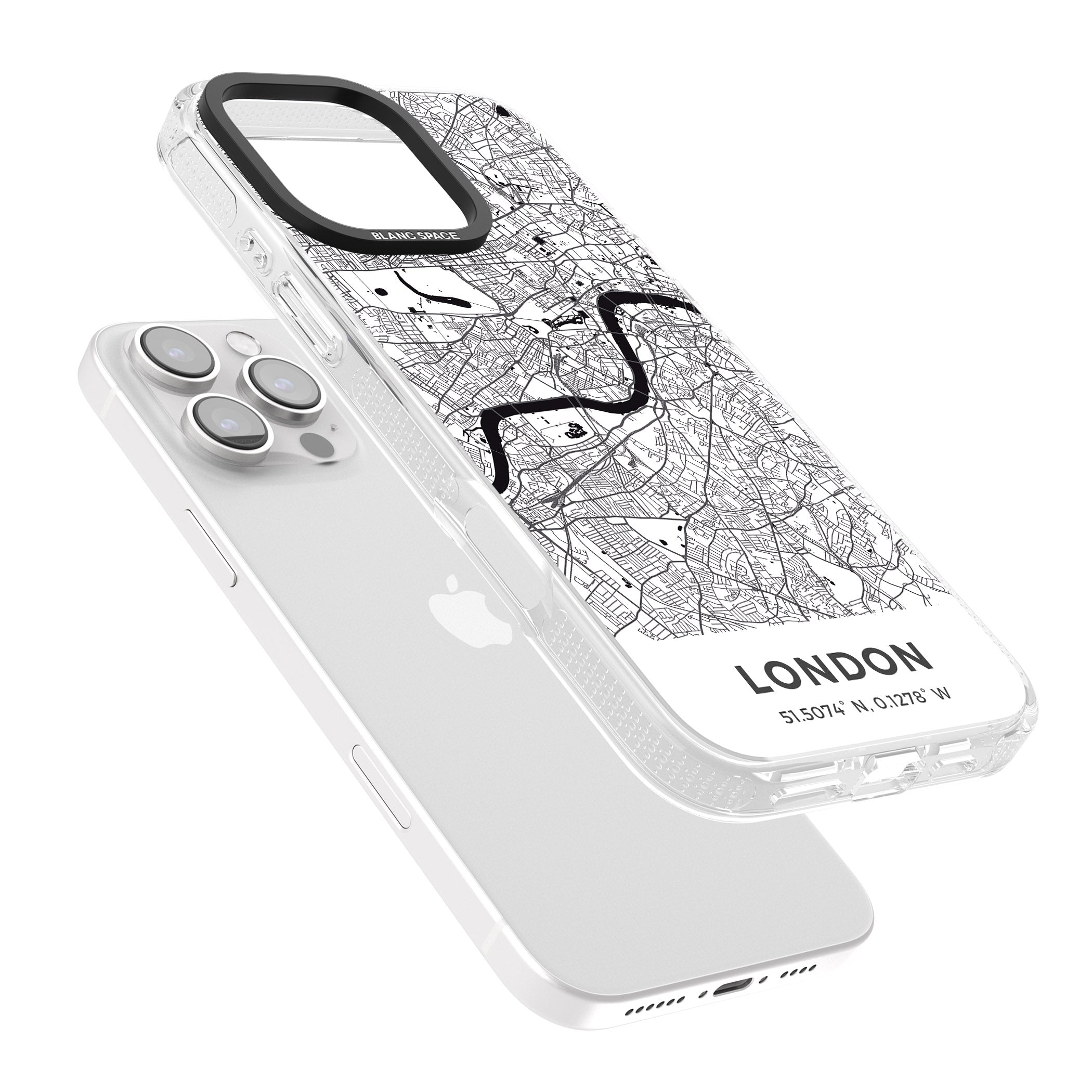 Map of London, England iPhone 16 Pro Max / 16 Pro Clear Case Impact Air - Blanc Space