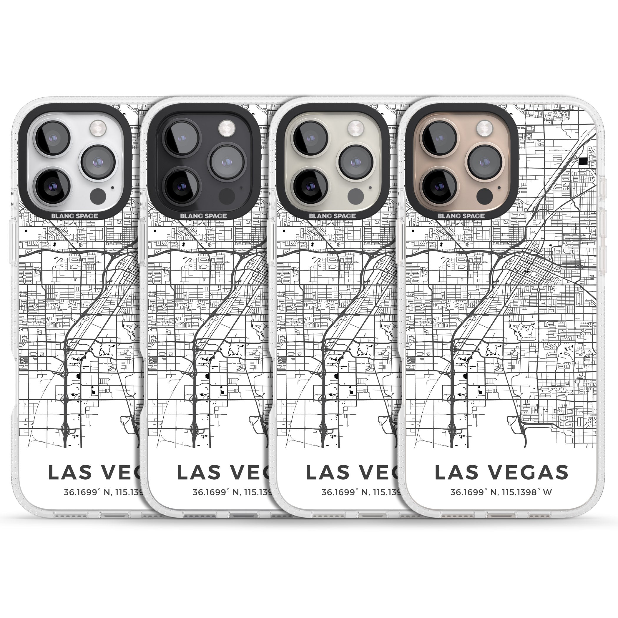 Map of Las Vegas, Nevada iPhone 16 Pro Max / 16 Pro Clear Case Impact Air - Blanc Space