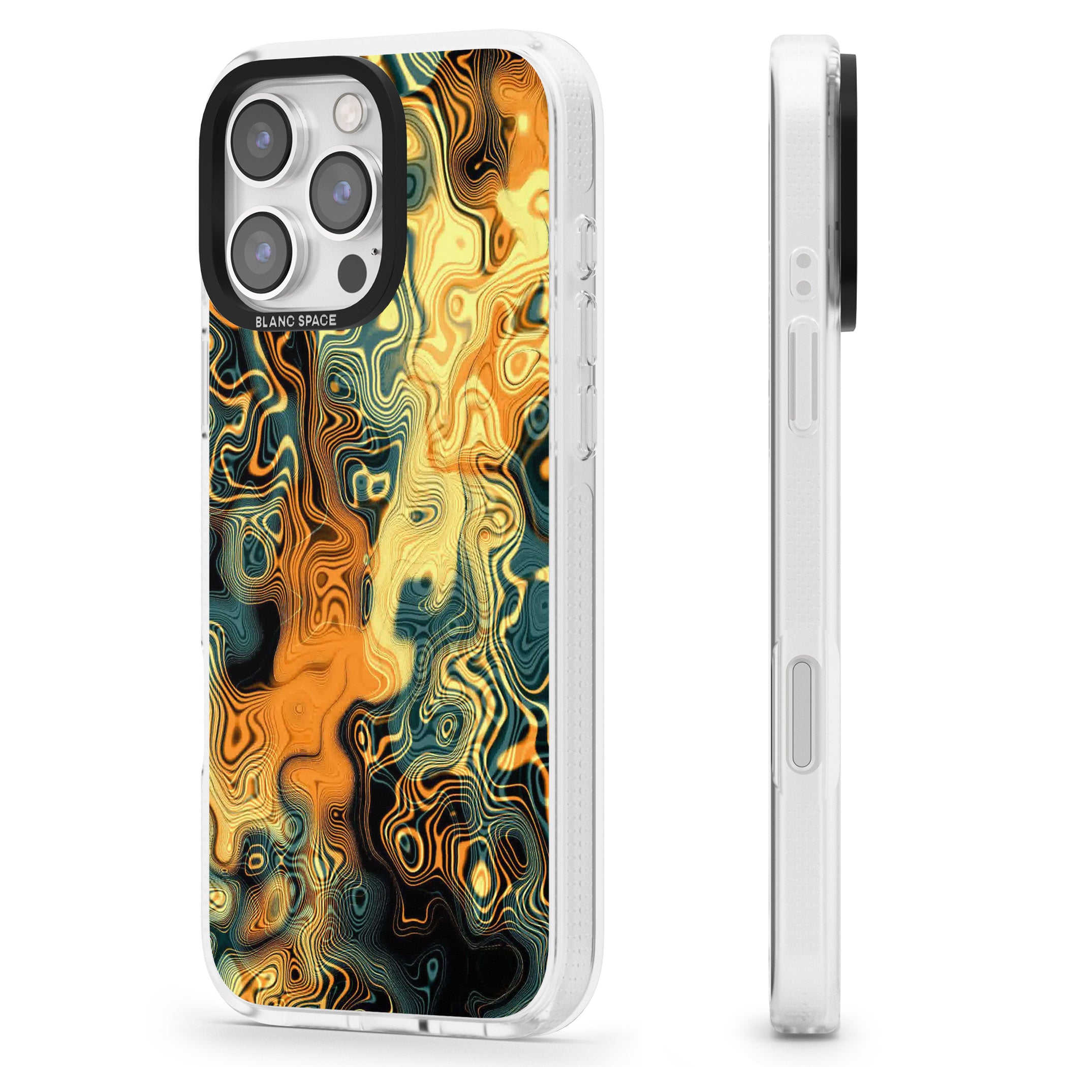 Gold Green Marble iPhone 16 Pro Max / 16 Pro Clear Case Impact Air - Blanc Space