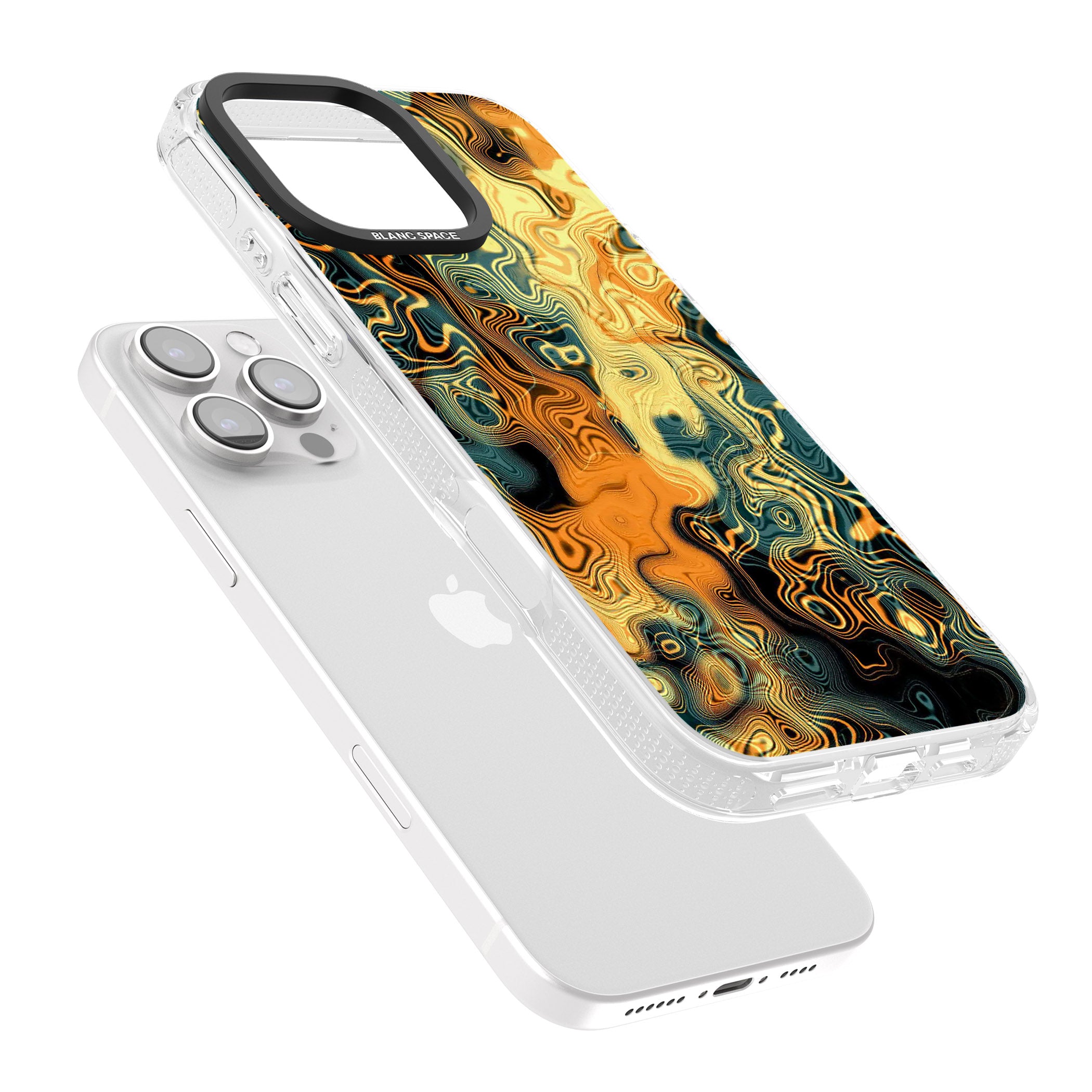 Gold Green Marble iPhone 16 Pro Max / 16 Pro Clear Case Impact Air - Blanc Space