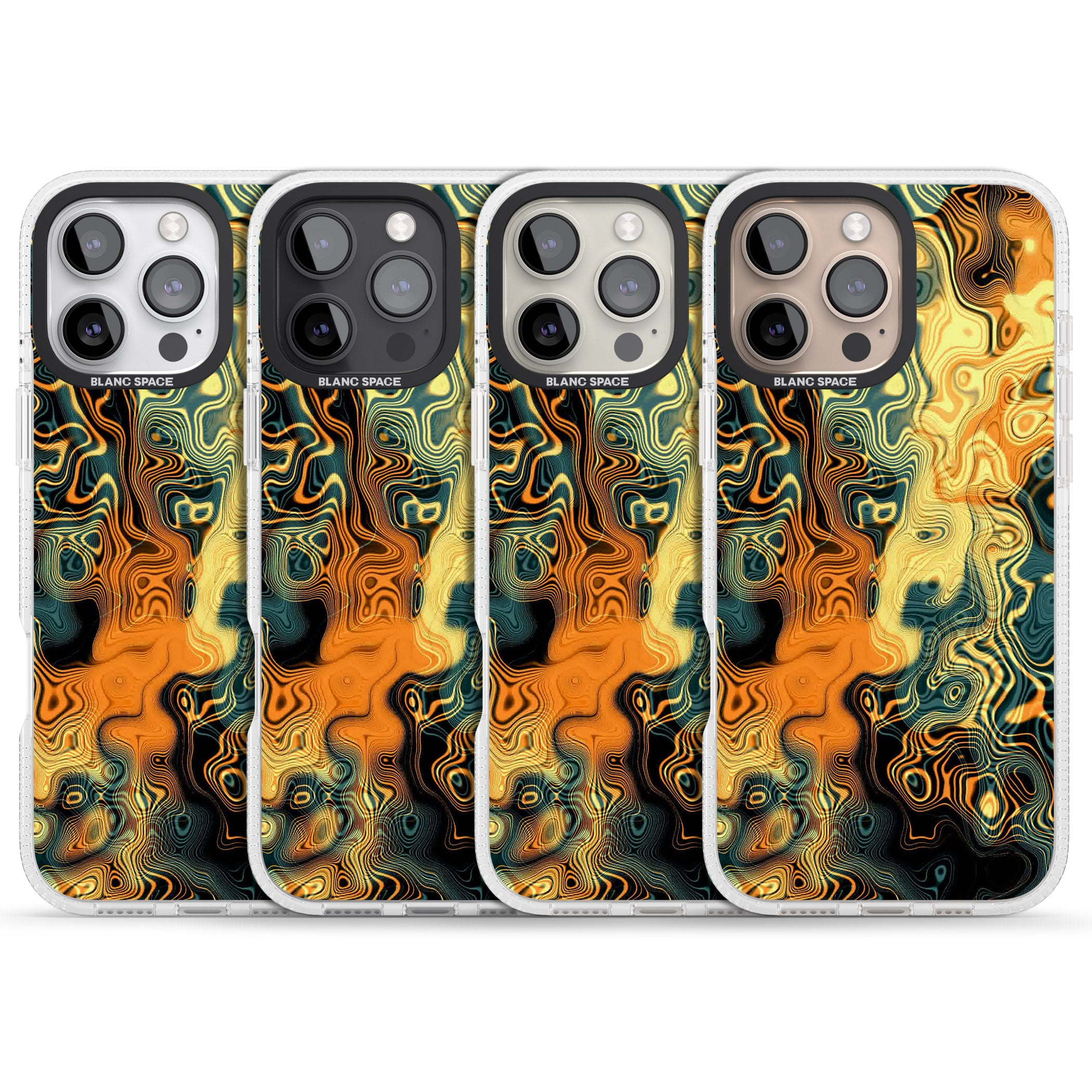 Gold Green Marble iPhone 16 Pro Max / 16 Pro Clear Case Impact Air - Blanc Space