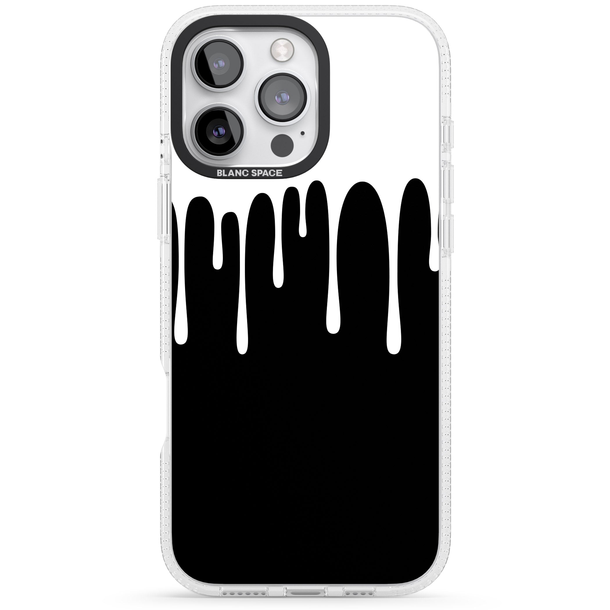 Melted Effect: White & Black iPhone 16 Pro Max / 16 Pro Clear Case Impact Air - Blanc Space
