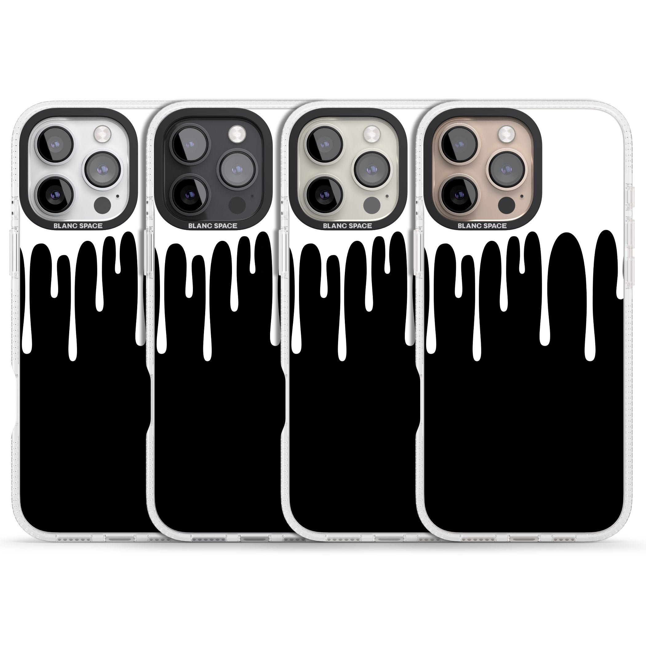 Melted Effect: White & Black iPhone 16 Pro Max / 16 Pro Clear Case Impact Air - Blanc Space