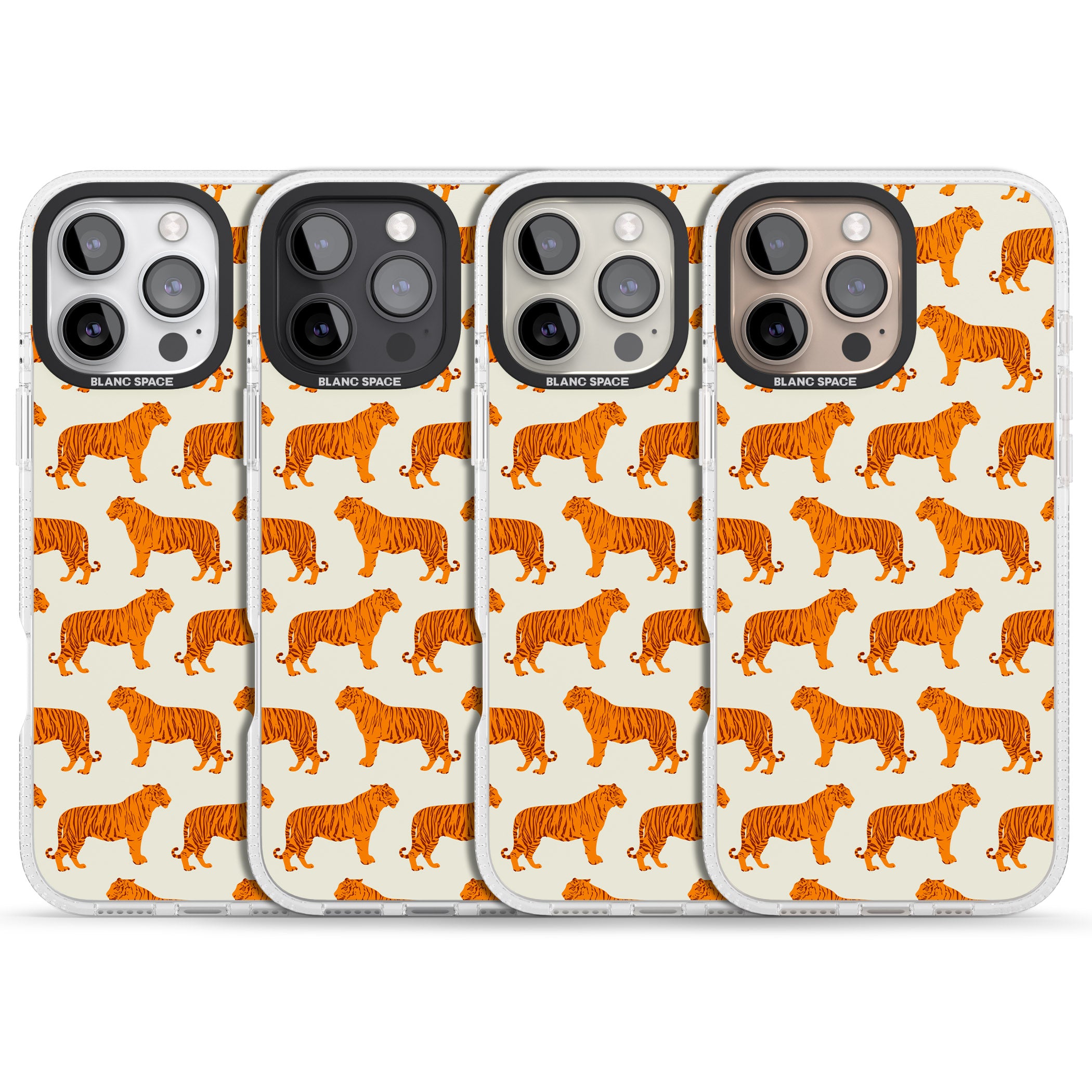 Trendy Tiger Patterns Tigers On Khaki iPhone 16 Pro Max / 16 Pro Clear Case Impact Air - Blanc Space