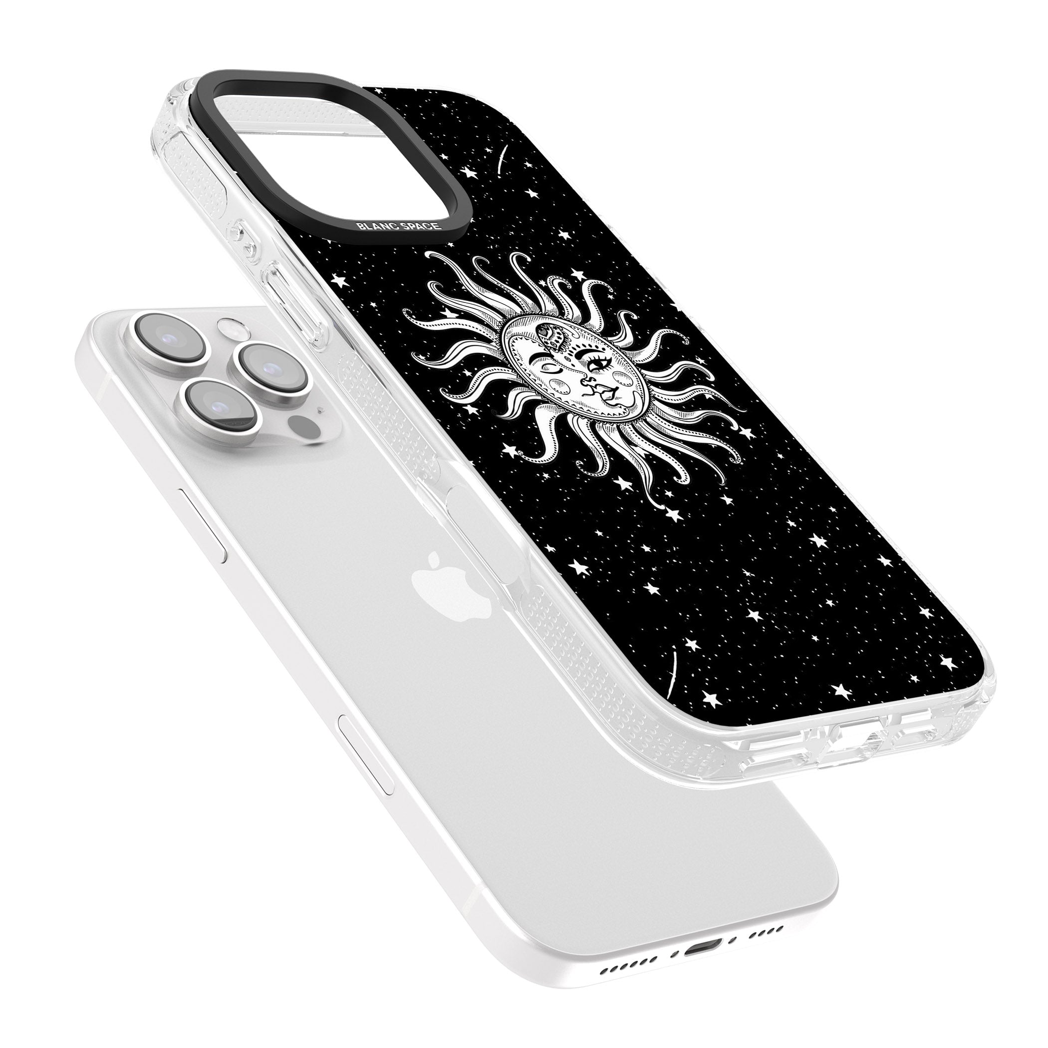 Mystic Sun Moon iPhone 16 Pro Max / 16 Pro Clear Case Impact Air - Blanc Space