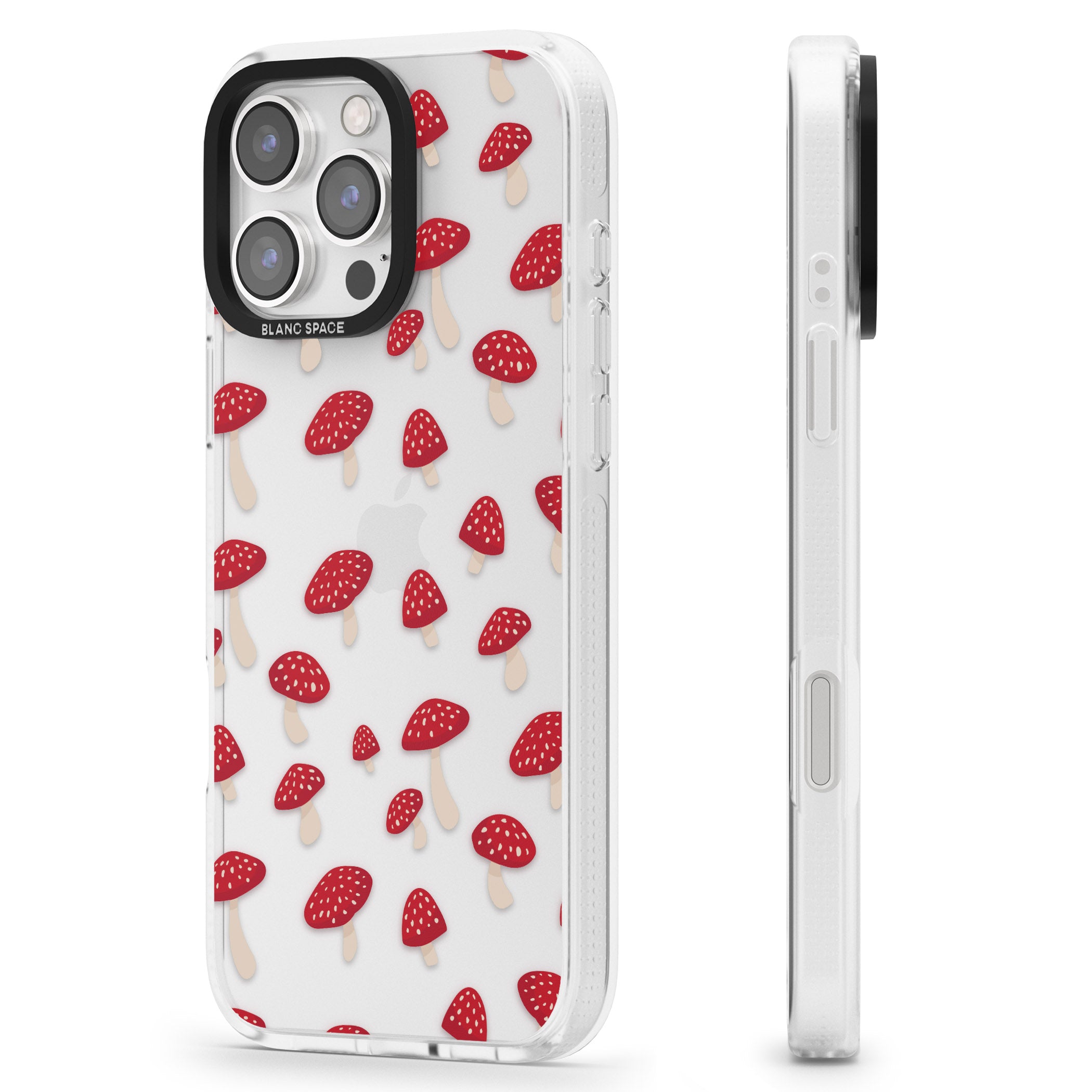 Magical Mushrooms Pattern iPhone 16 Pro Max / 16 Pro Clear Case Impact Air - Blanc Space