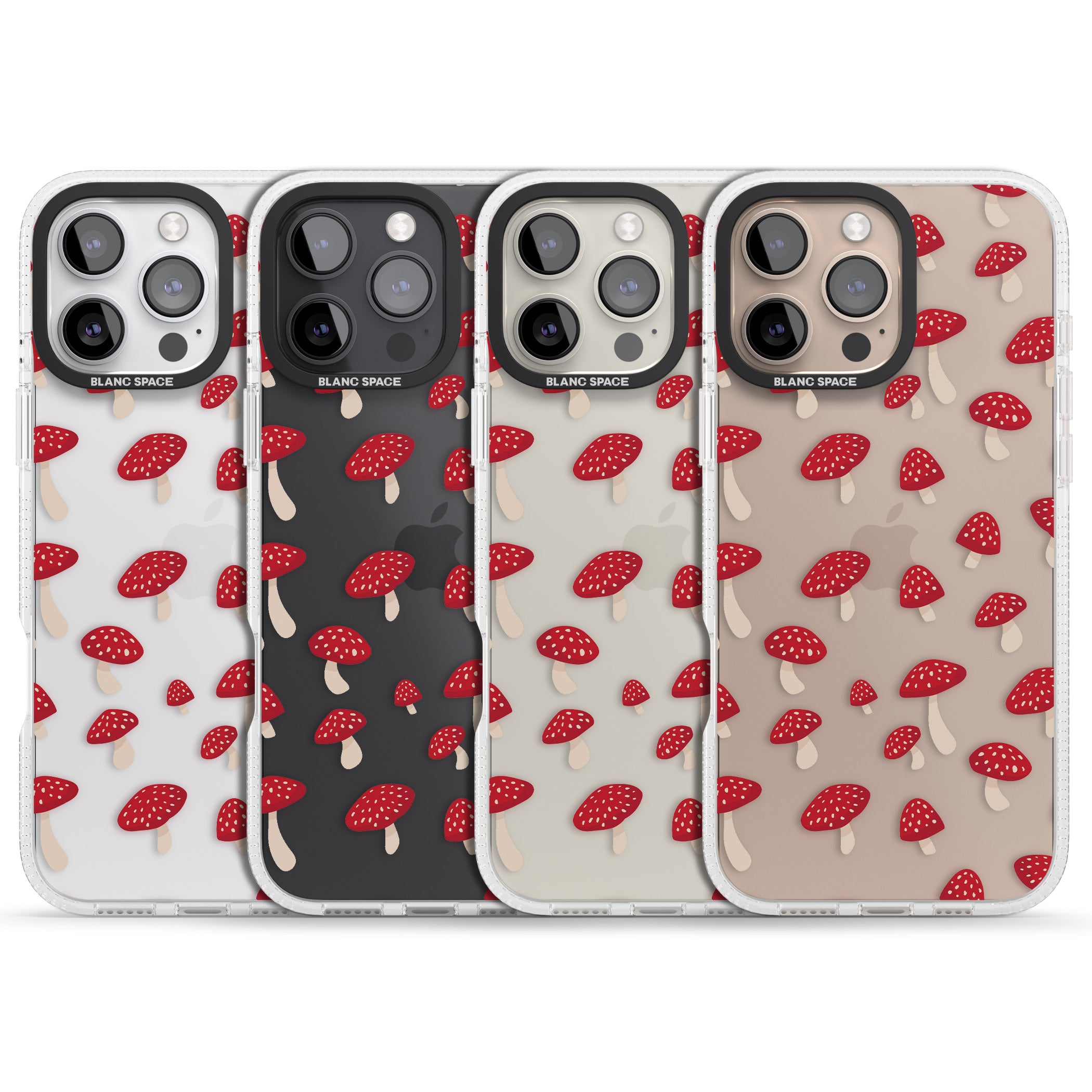 Magical Mushrooms Pattern iPhone 16 Pro Max / 16 Pro Clear Case Impact Air - Blanc Space