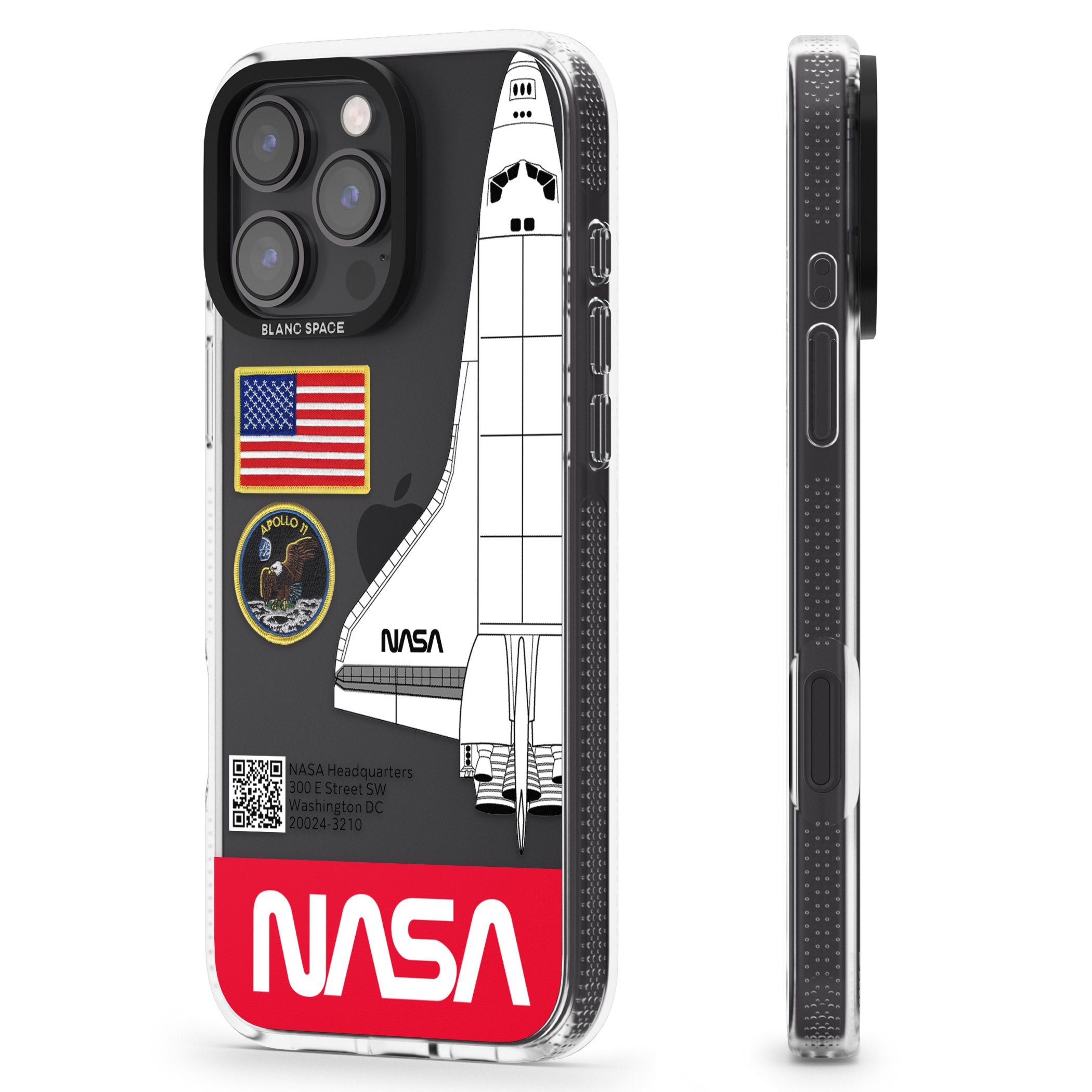 NASA Apollo 11 iPhone 16 Pro Max / 16 Pro Clear Case Impact Air - Blanc Space