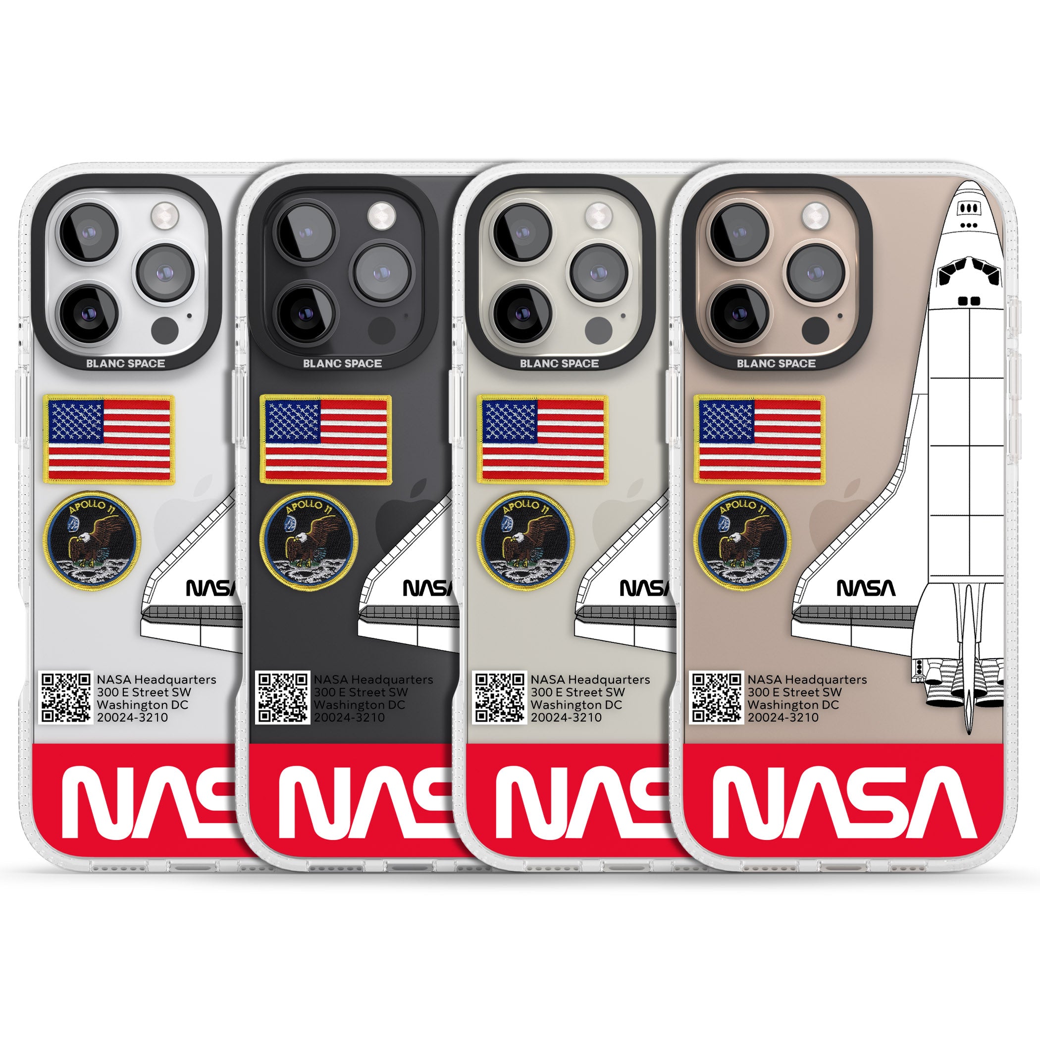 NASA Apollo 11 iPhone 16 Pro Max / 16 Pro Clear Case Impact Air - Blanc Space