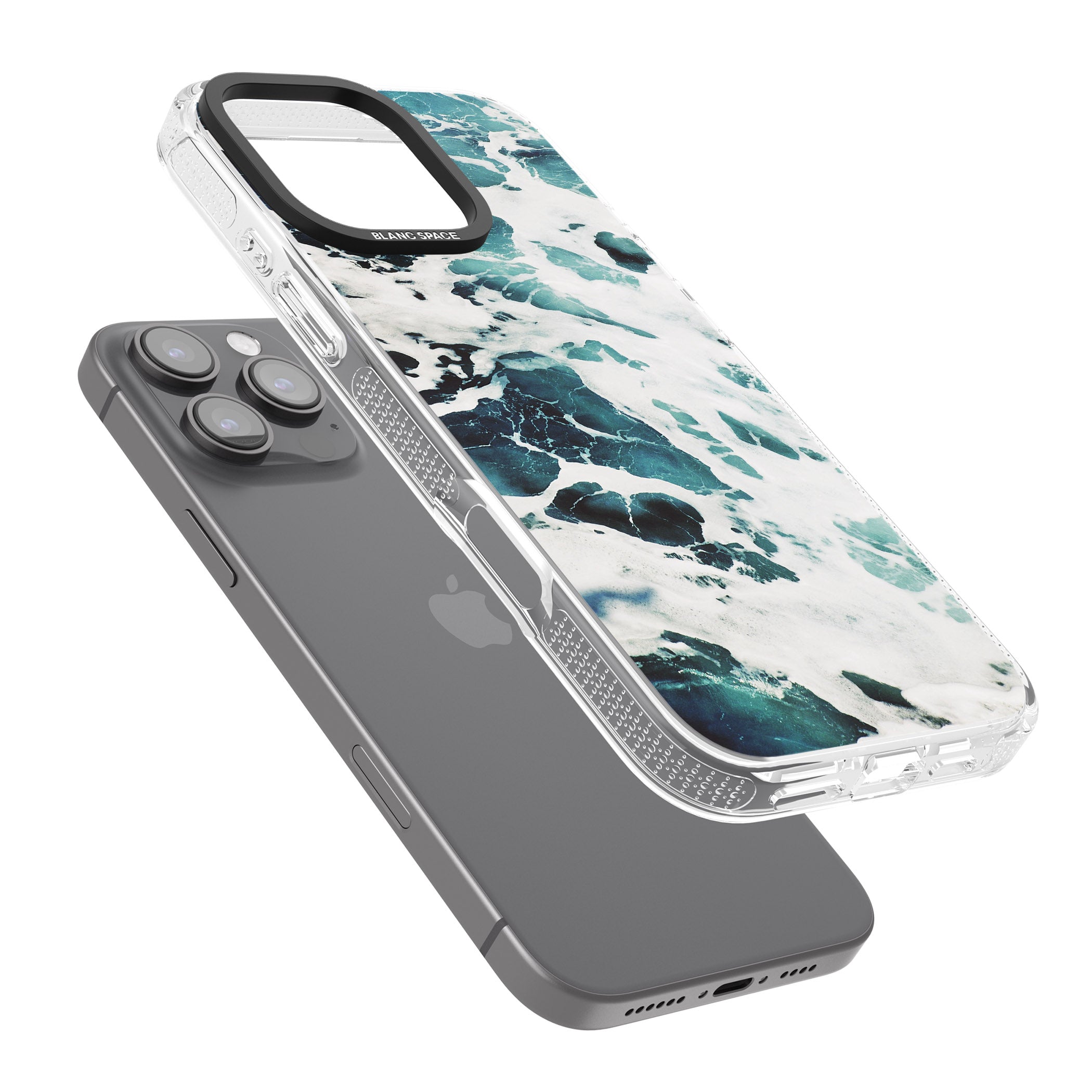 Ocean Waves Photograph iPhone 16 Pro Max / 16 Pro Clear Case Impact Air - Blanc Space