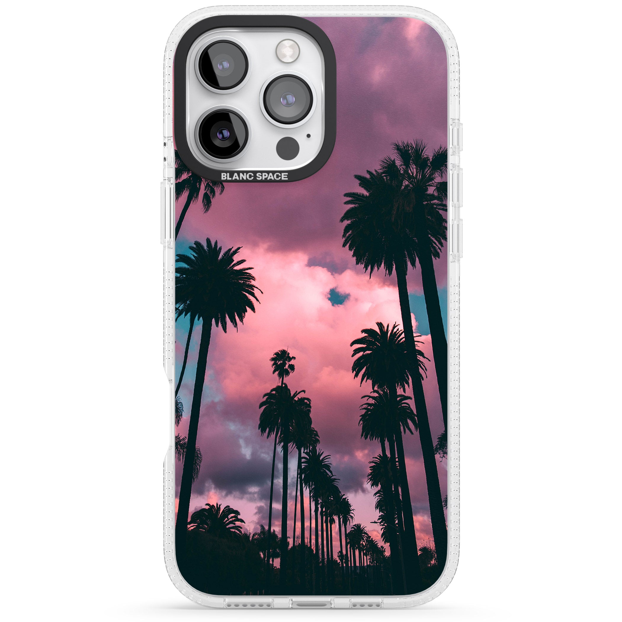 Palm Tree Sunset Photograph iPhone 16 Pro Max / 16 Pro Clear Case Impact Air - Blanc Space