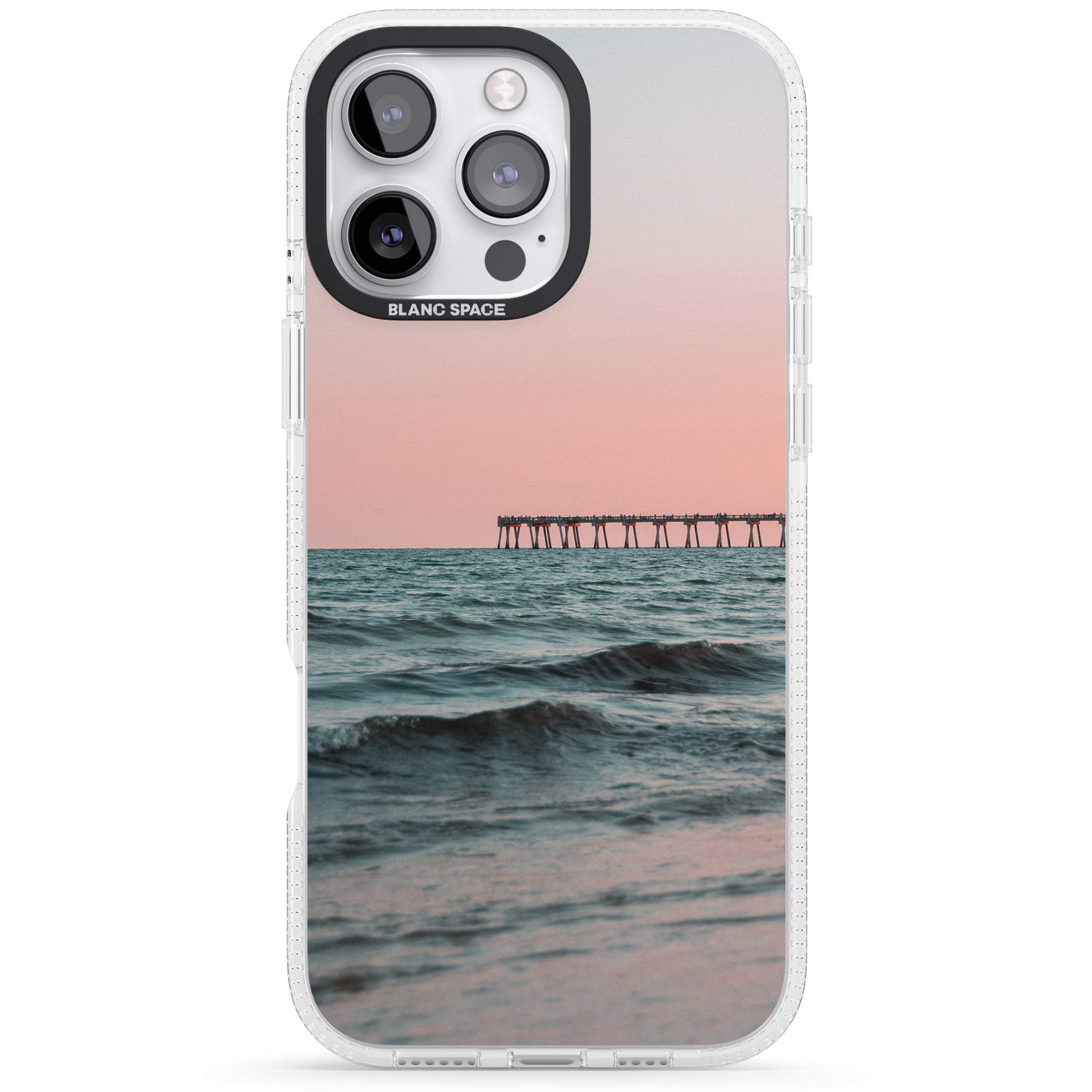 Beach Pier Photograph iPhone 16 Pro Max / 16 Pro Clear Case Impact Air - Blanc Space