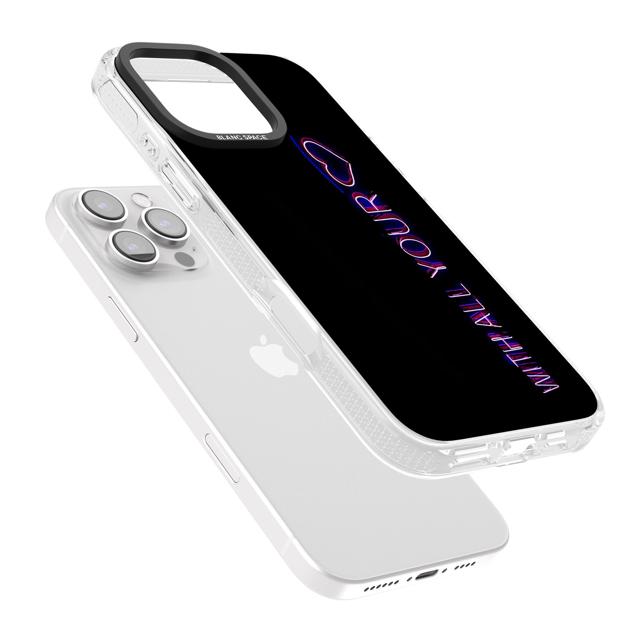 With All Your Heart Neon Sign iPhone 16 Pro Max / 16 Pro Clear Case Impact Air - Blanc Space