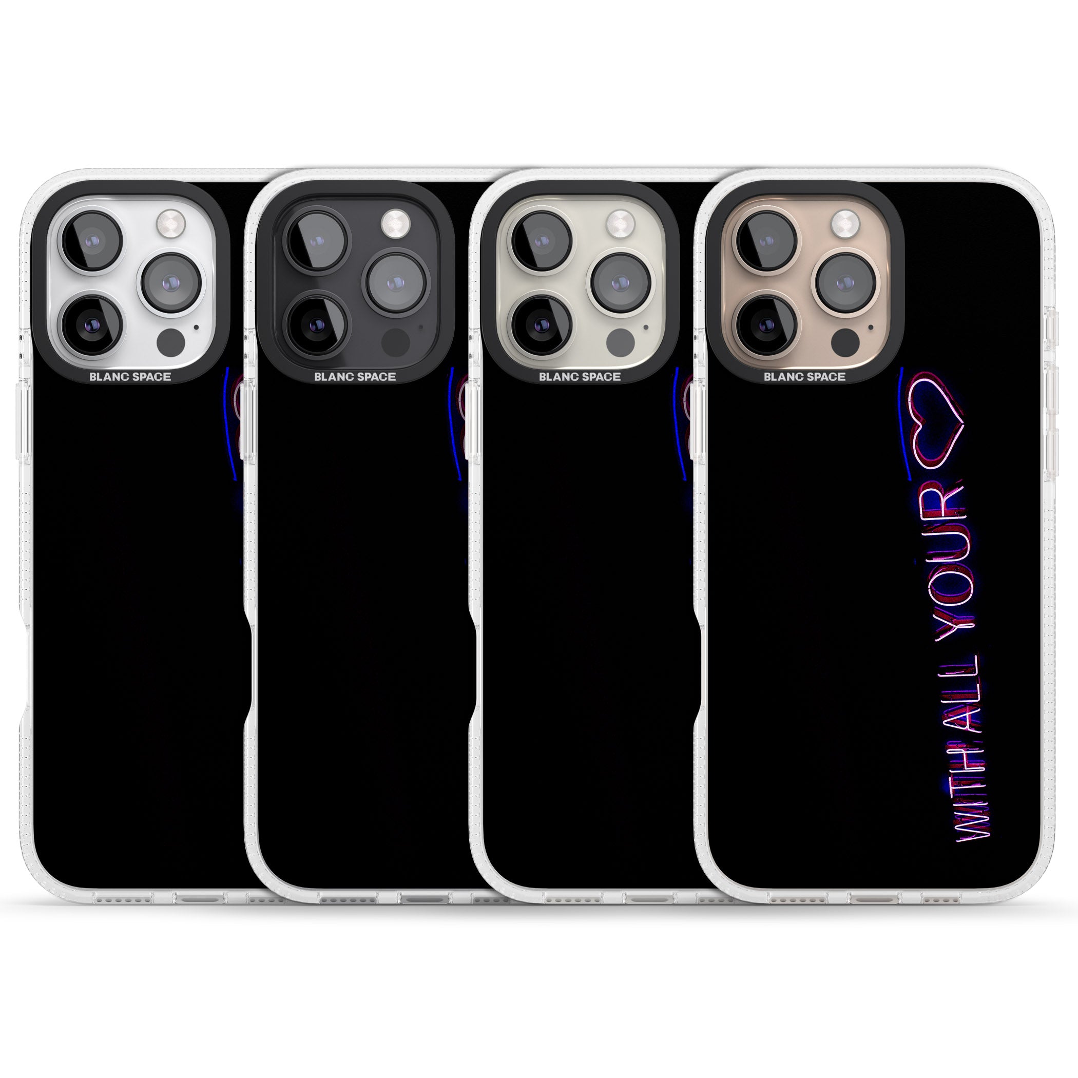 With All Your Heart Neon Sign iPhone 16 Pro Max / 16 Pro Clear Case Impact Air - Blanc Space