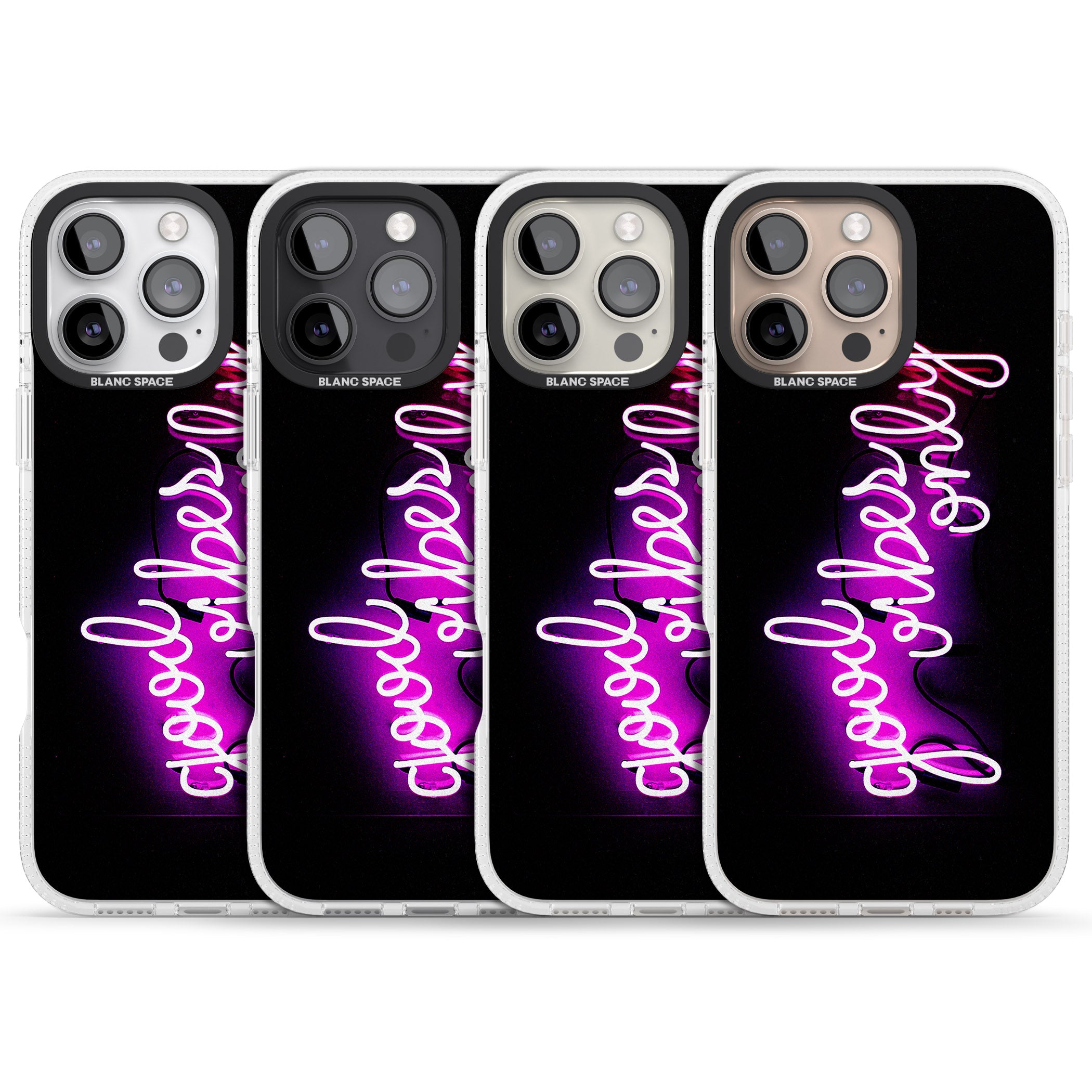 Good Vibes Only Pink Neon iPhone 16 Pro Max / 16 Pro Clear Case Impact Air - Blanc Space