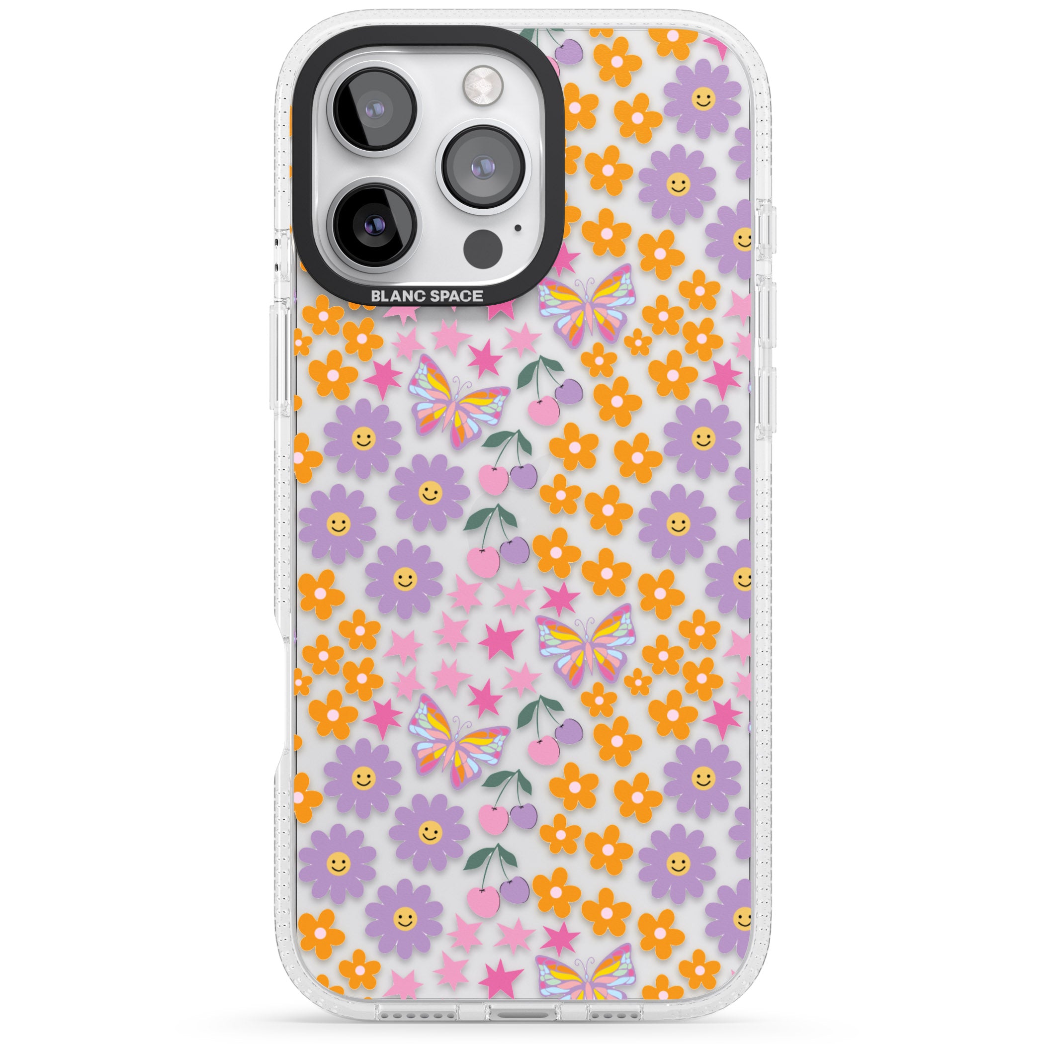 Botanical Bombardment iPhone 16 Pro Max / 16 Pro Clear Case Impact Air - Blanc Space