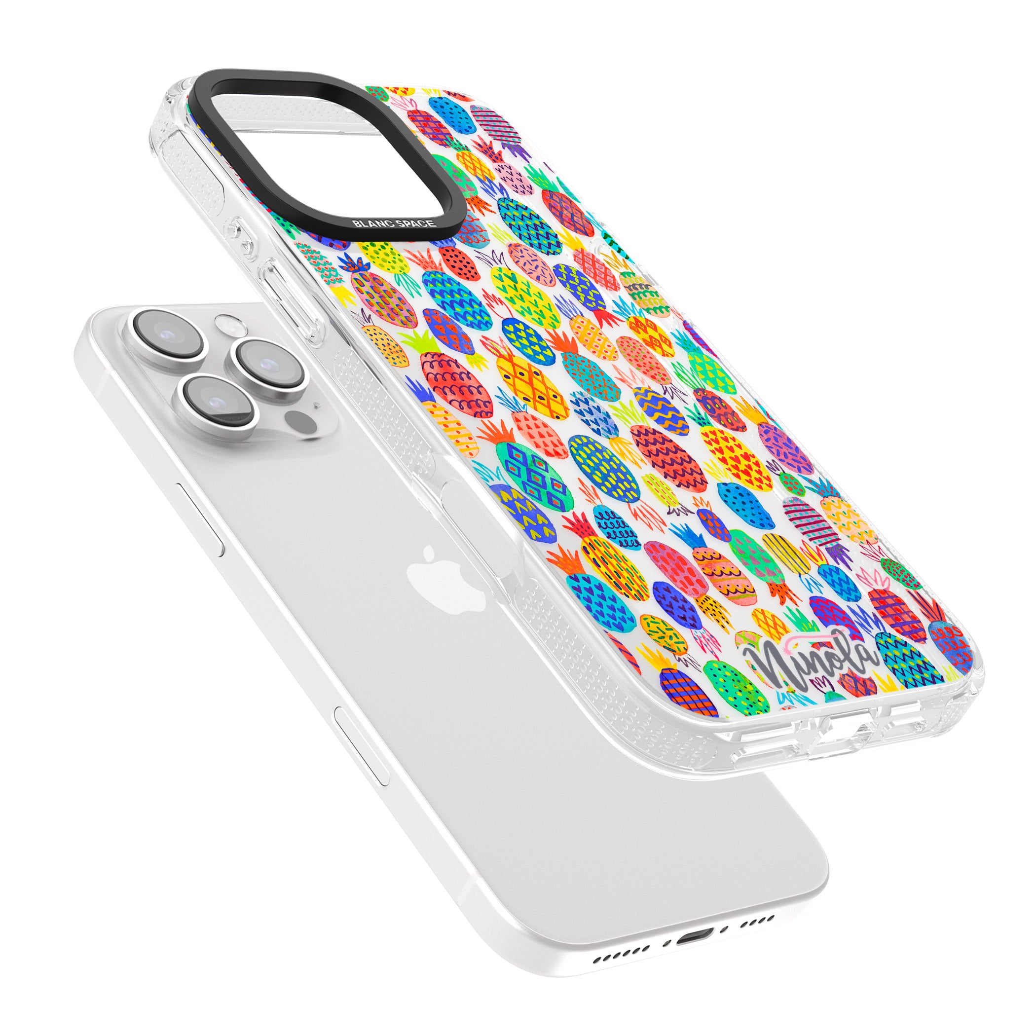 Cute Pineapples iPhone 16 Pro Max / 16 Pro Clear Case Impact Air - Blanc Space