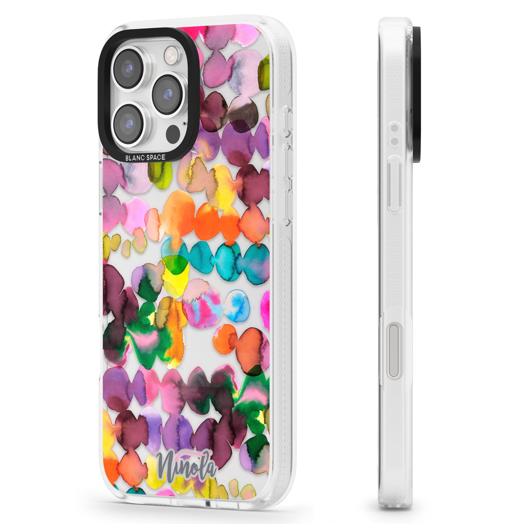 Ink Bleeding Dots iPhone 16 Pro Max / 16 Pro Clear Case Impact Air - Blanc Space