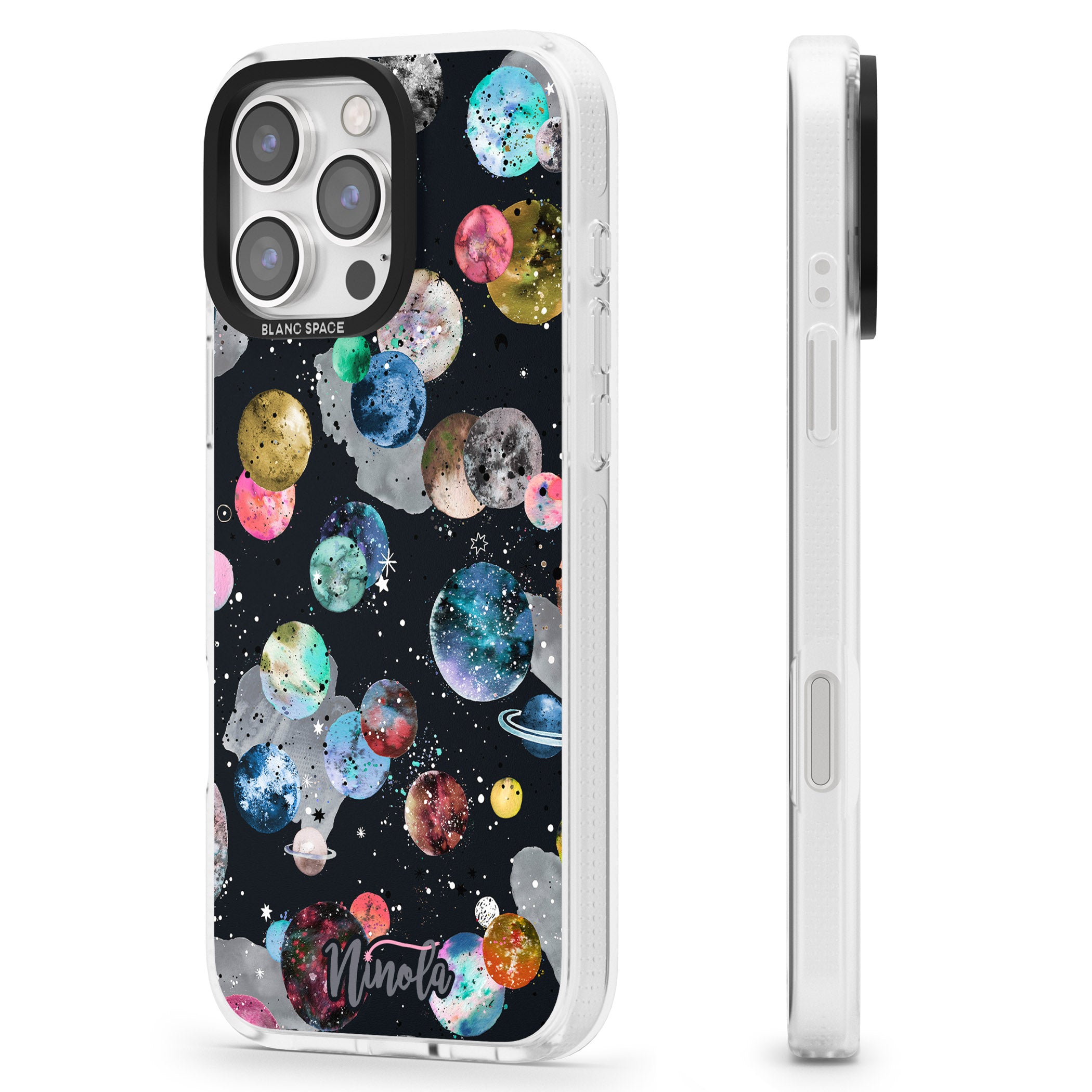 Space Planets iPhone 16 Pro Max / 16 Pro Clear Case Impact Air - Blanc Space
