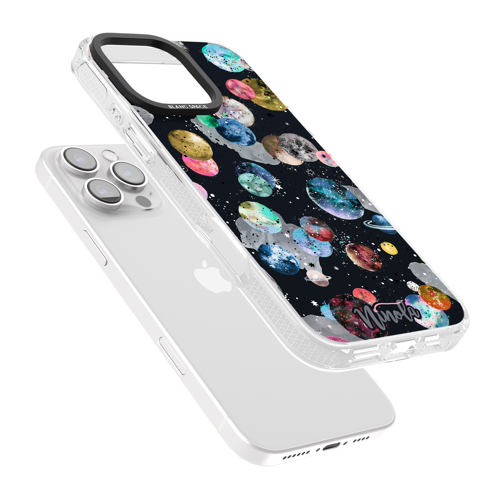 Space Planets iPhone 16 Pro Max / 16 Pro Clear Case Impact Air - Blanc Space