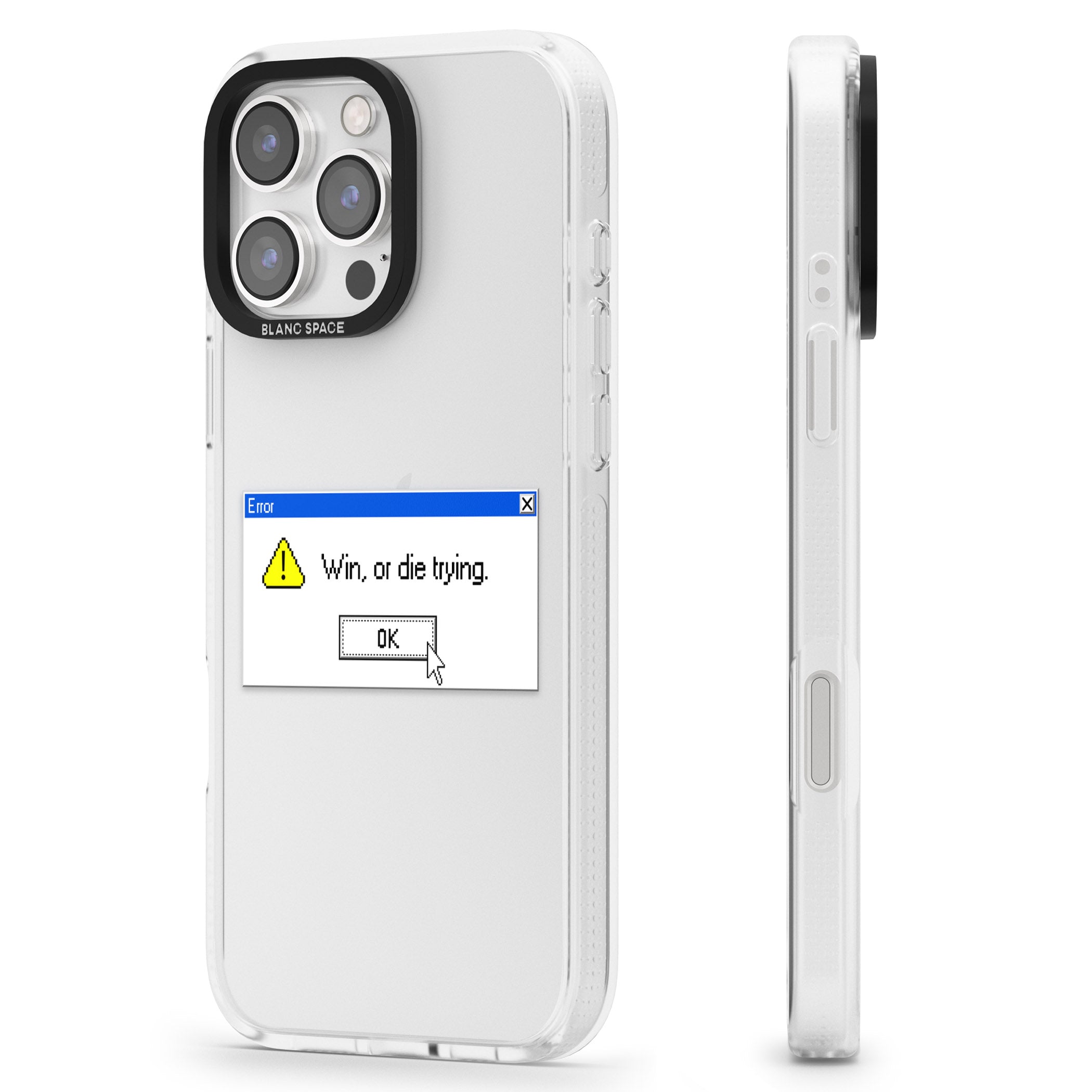 Win or die trying.exe iPhone 16 Pro Max / 16 Pro Clear Case Impact Air - Blanc Space