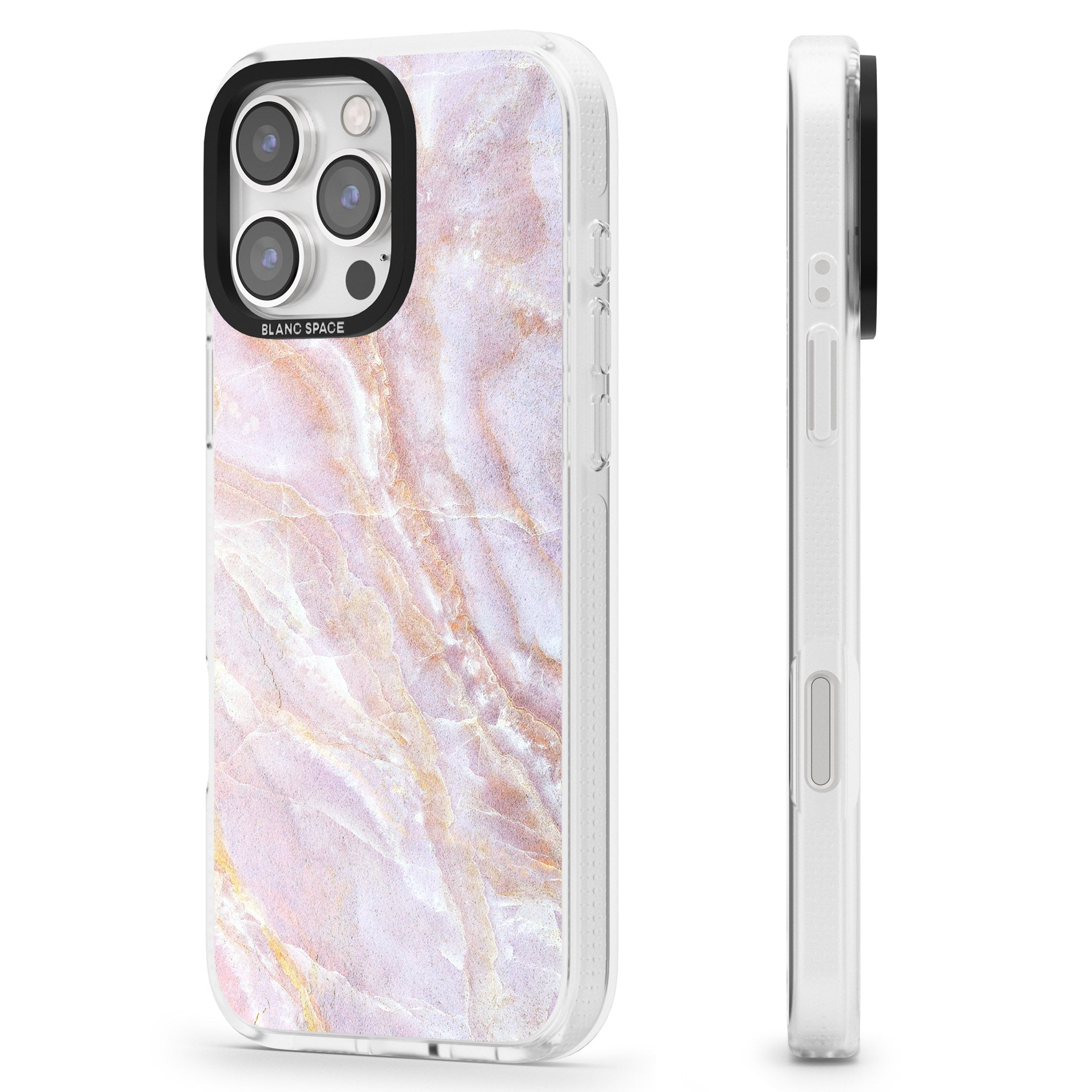 Soft Pink & Yellow Onyx Marble iPhone 16 Pro Max / 16 Pro Clear Case Impact Air - Blanc Space