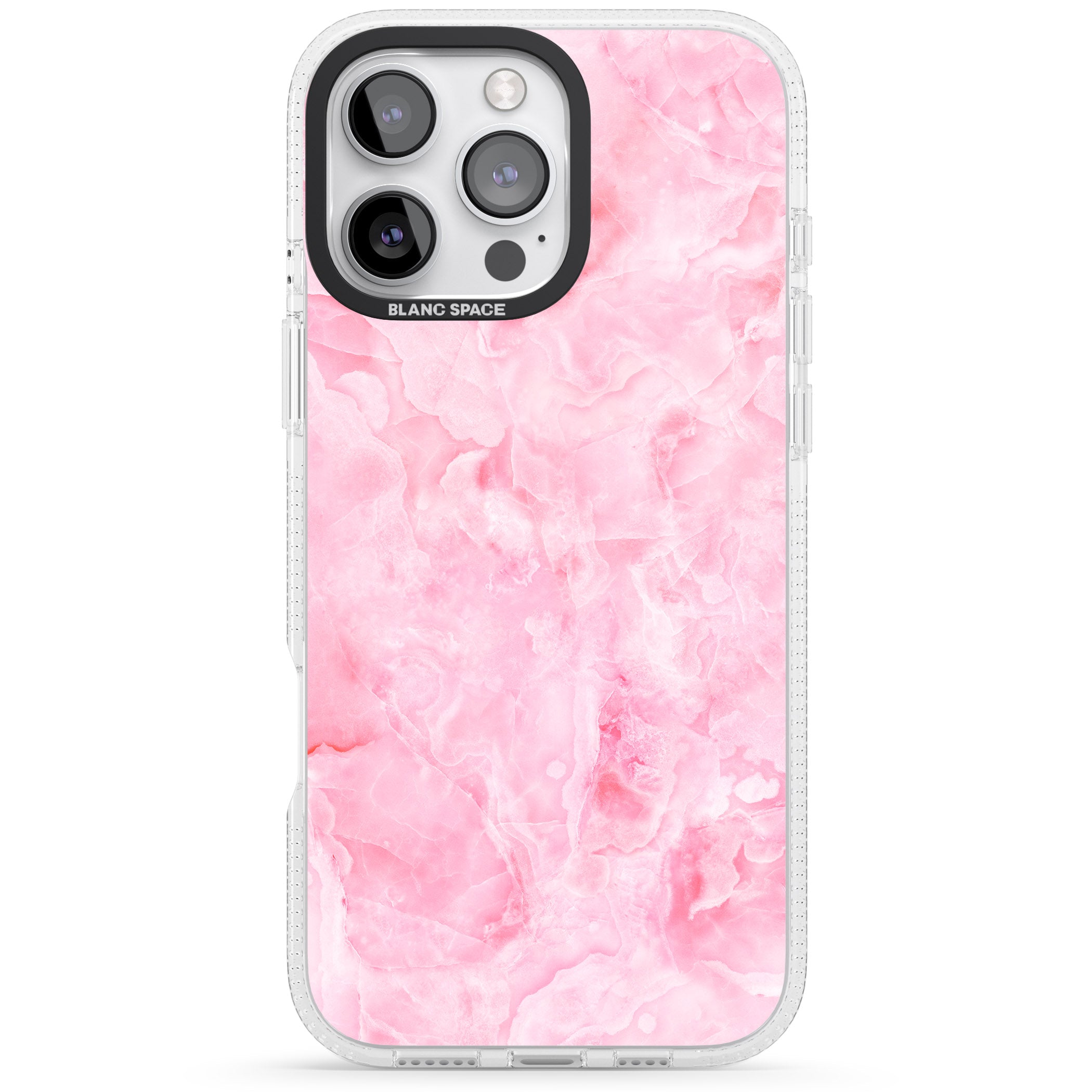 Bright Pink Onyx Marble Texture iPhone 16 Pro Max / 16 Pro Clear Case Impact Air - Blanc Space