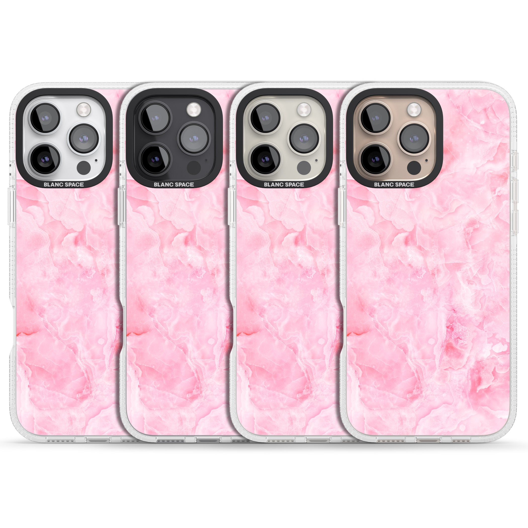 Bright Pink Onyx Marble Texture iPhone 16 Pro Max / 16 Pro Clear Case Impact Air - Blanc Space