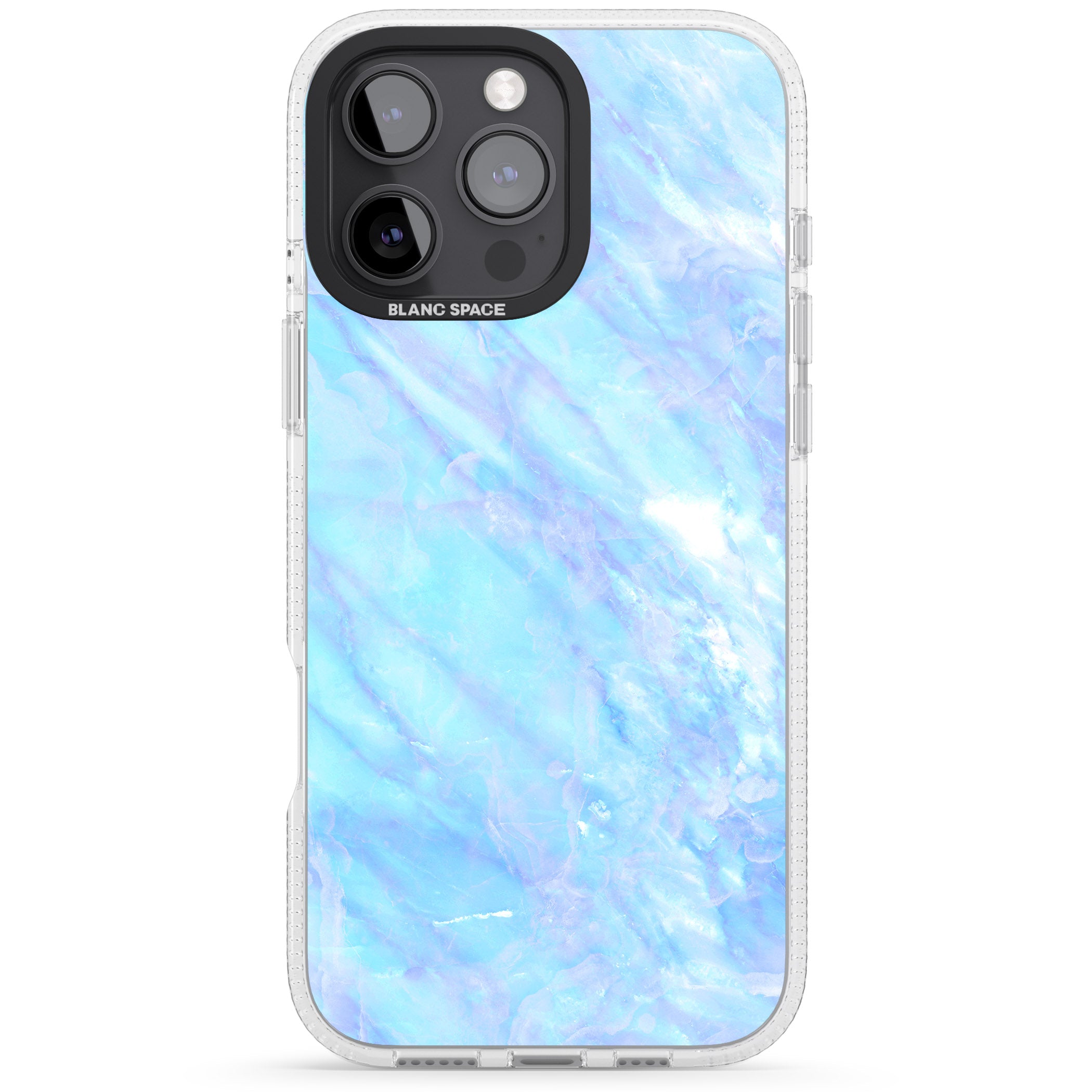 Iridescent Crystal Marble iPhone 16 Pro Max / 16 Pro Clear Case Impact Air - Blanc Space