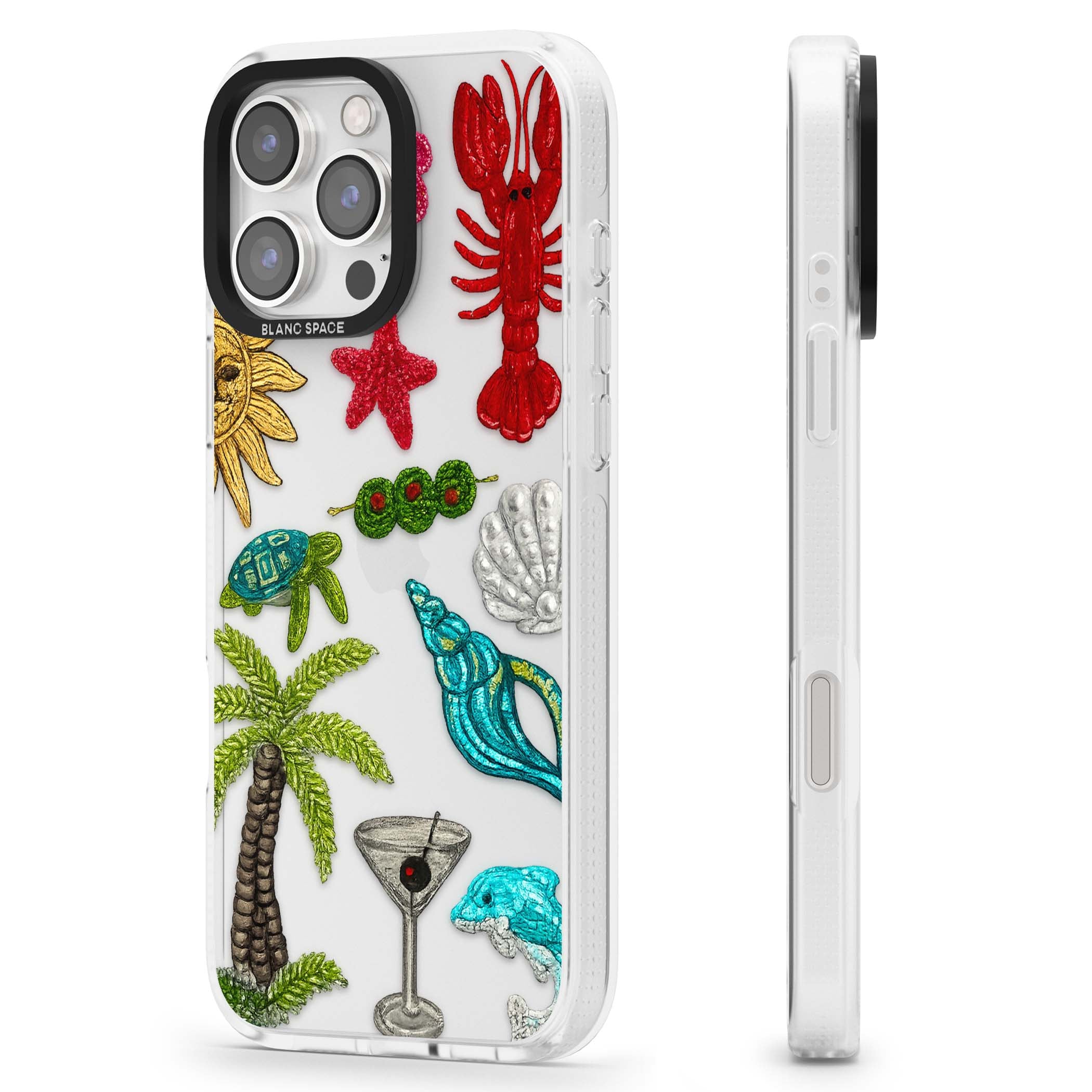 Painted Coastal Pattern coastal iPhone case | Clear Case Impact Air case for iPhone 16 Pro, iPhone 16 Pro Max