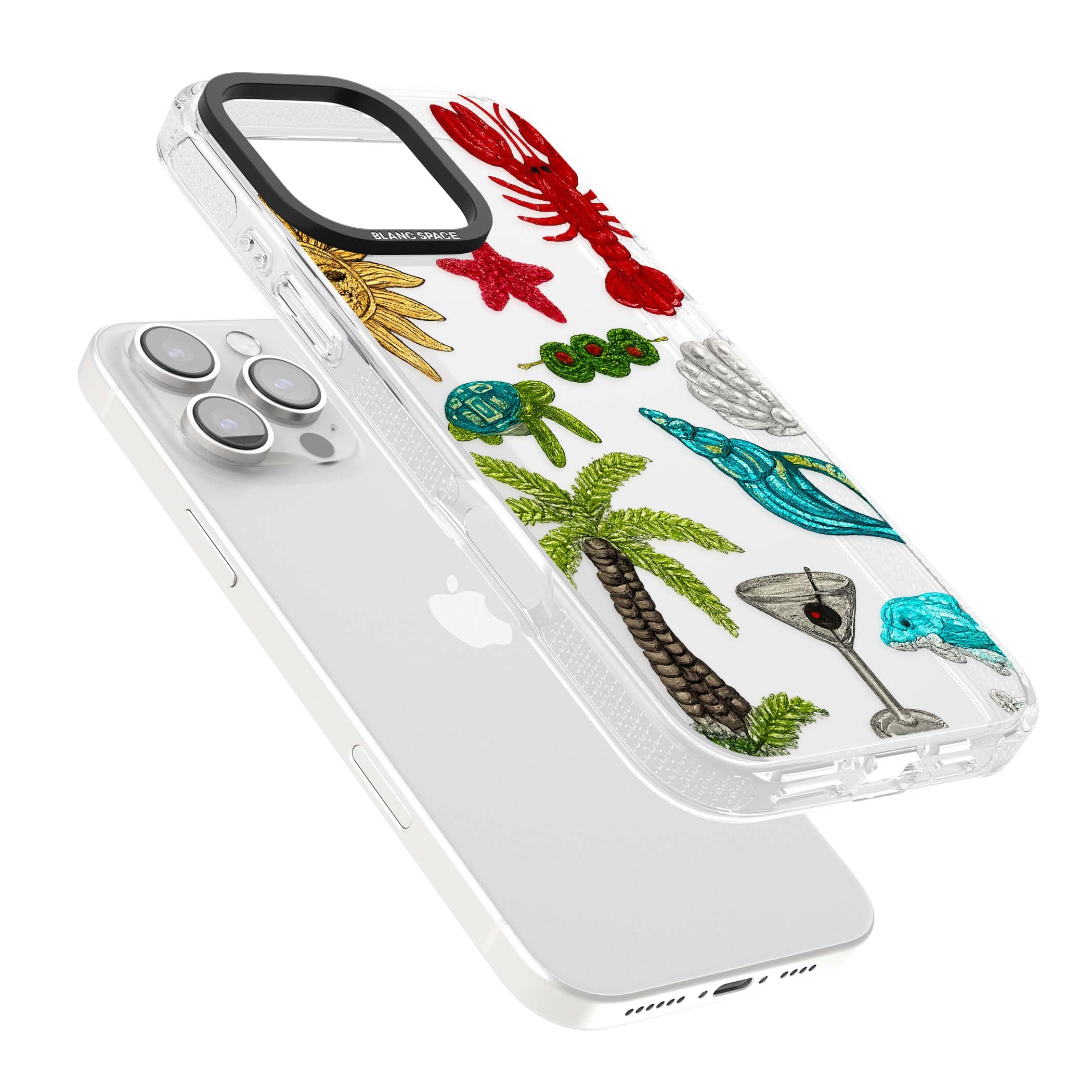 Painted Coastal Pattern coastal iPhone case | Clear Case Impact Air case for iPhone 16 Pro, iPhone 16 Pro Max
