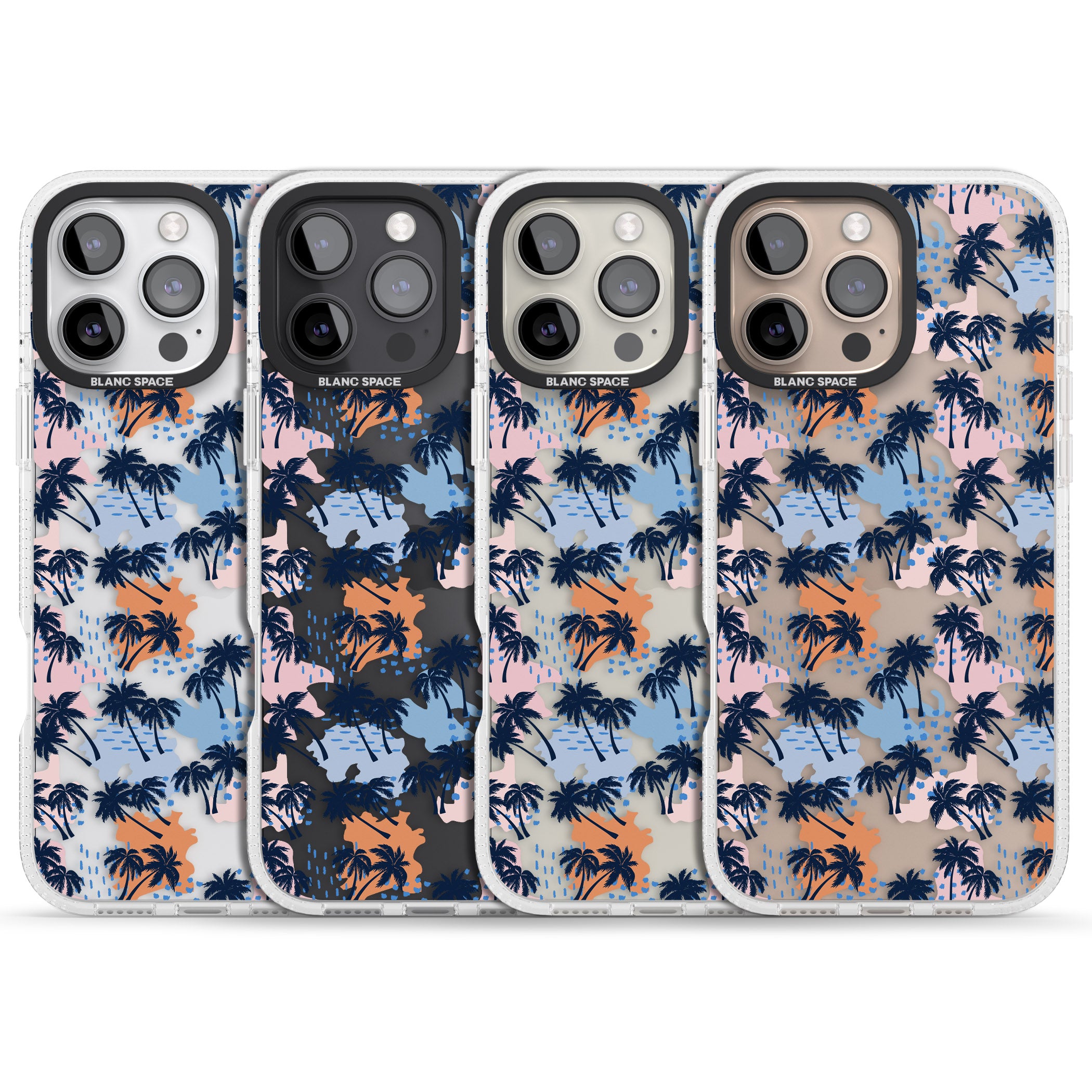 Summer Palm Trees (Clear) iPhone 16 Pro Max / 16 Pro Clear Case Impact Air - Blanc Space