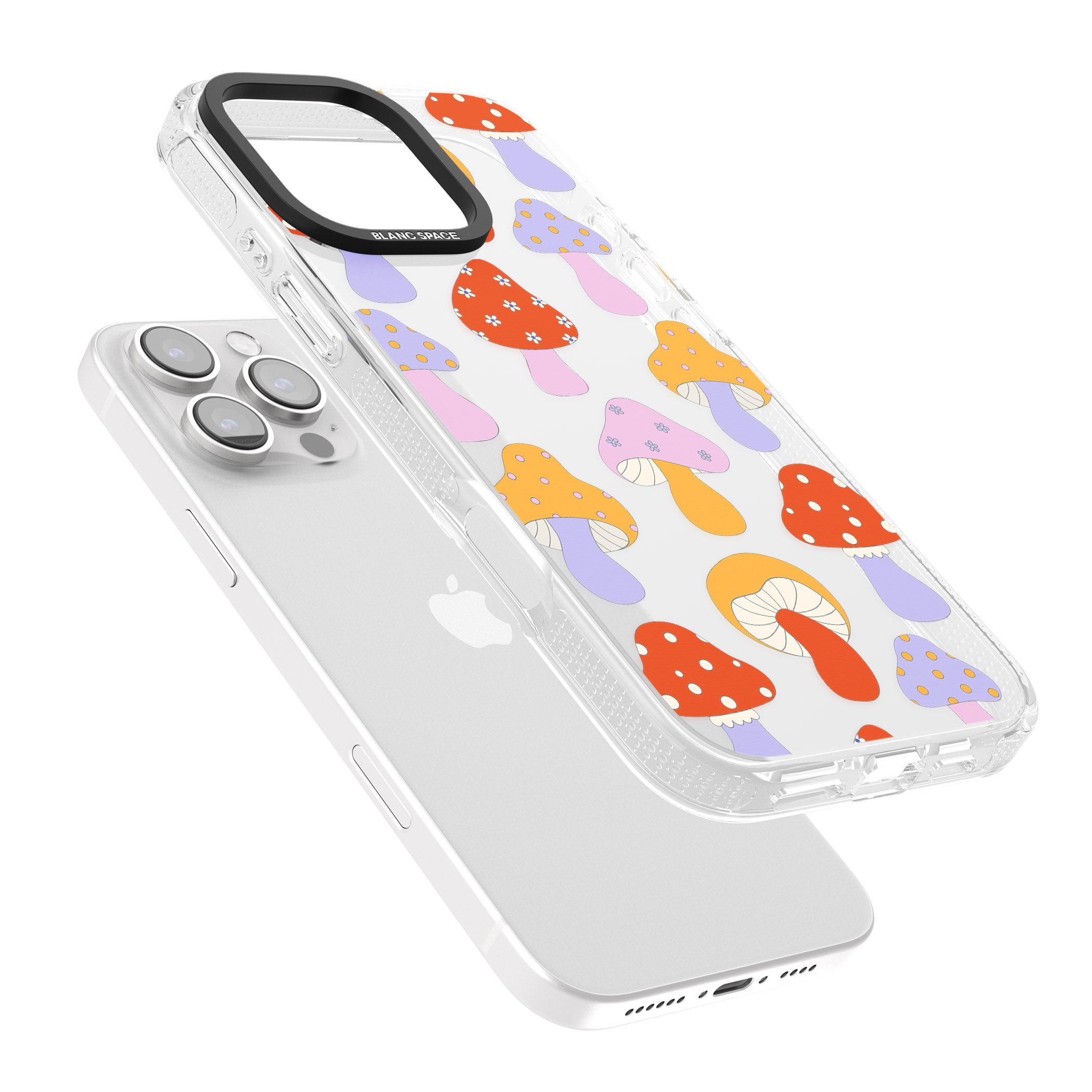 Happy Shrooms iPhone 16 Pro Max / 16 Pro Clear Case Impact Air - Blanc Space