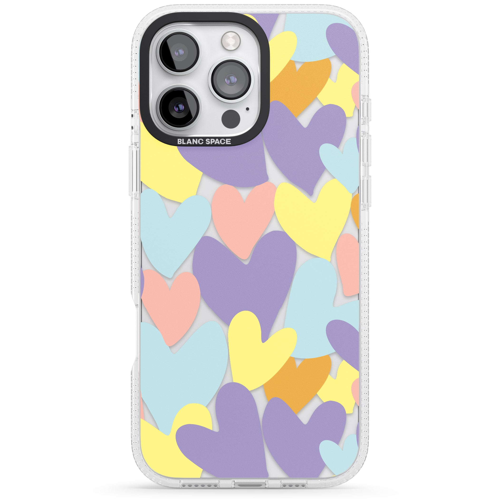 Pastel Hearts iPhone 16 Pro Max / 16 Pro Clear Case Impact Air - Blanc Space