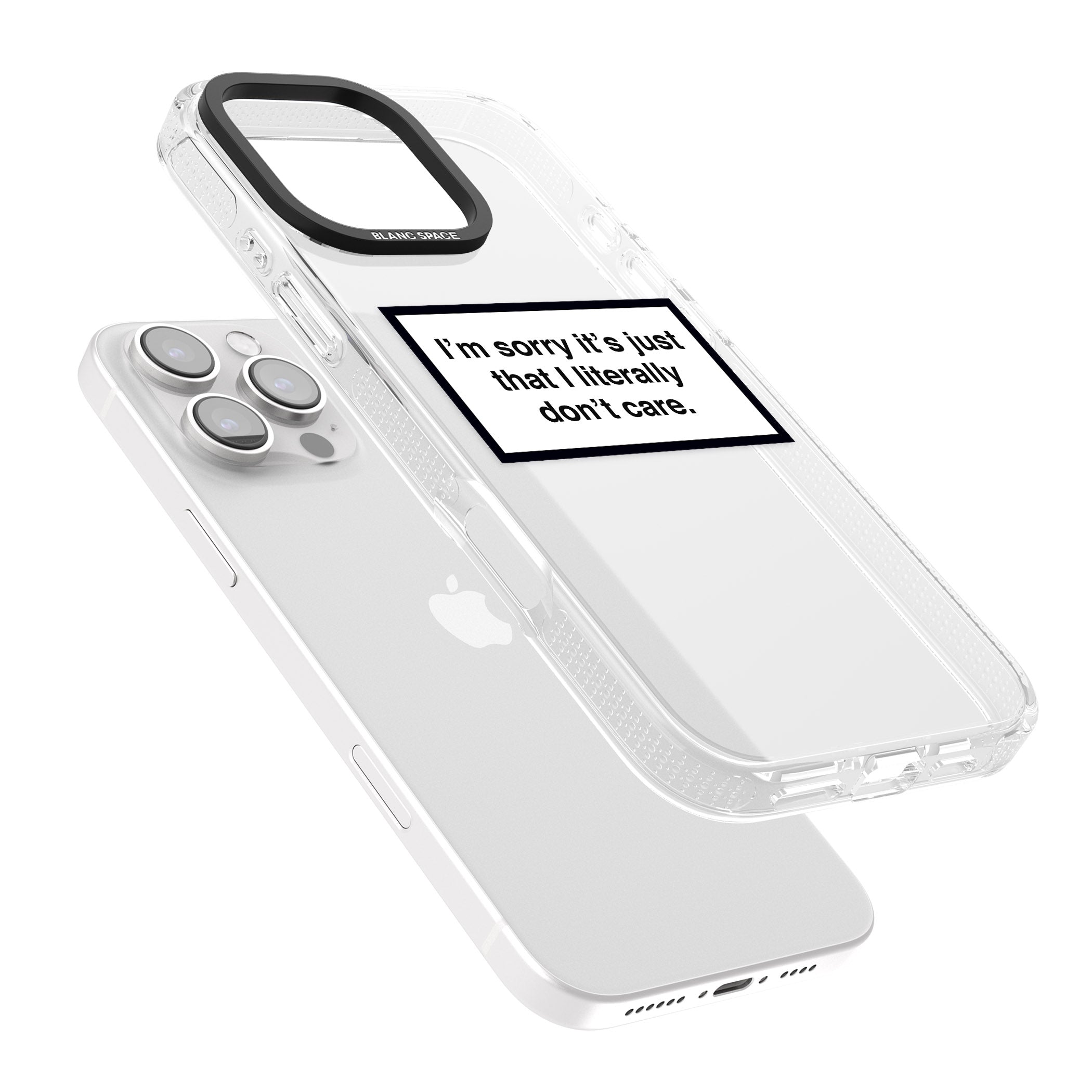 I Literally Don't Care iPhone 16 Pro Max / 16 Pro Clear Case Impact Air - Blanc Space