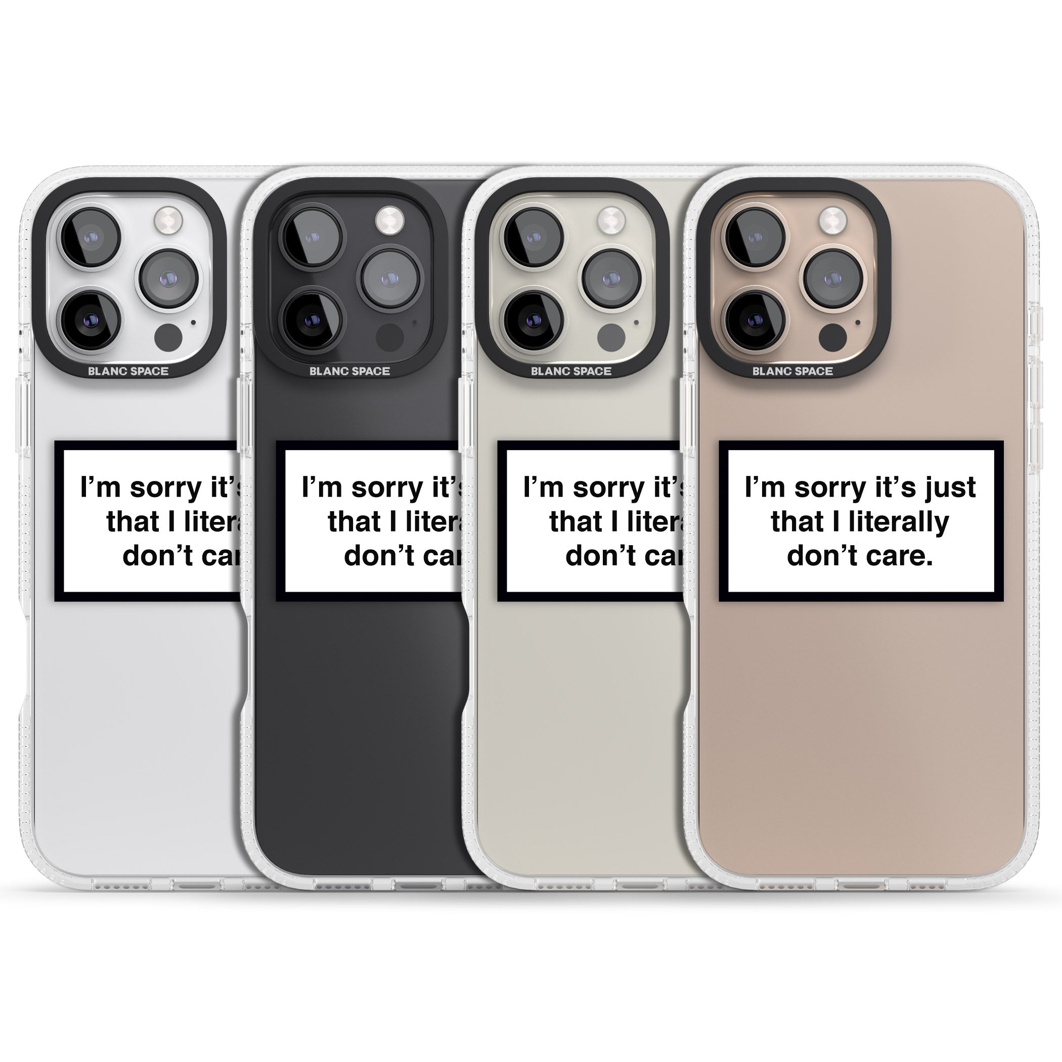 I Literally Don't Care iPhone 16 Pro Max / 16 Pro Clear Case Impact Air - Blanc Space