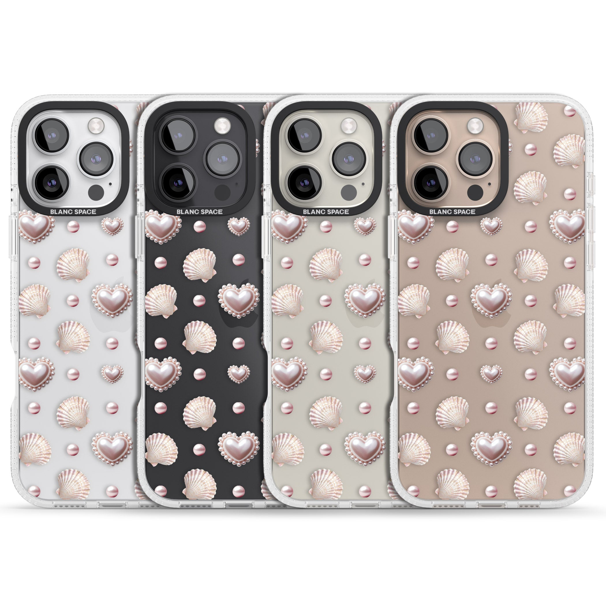 Pearl Hearts iPhone 16 Pro Max / 16 Pro Clear Case Impact Air - Blanc Space