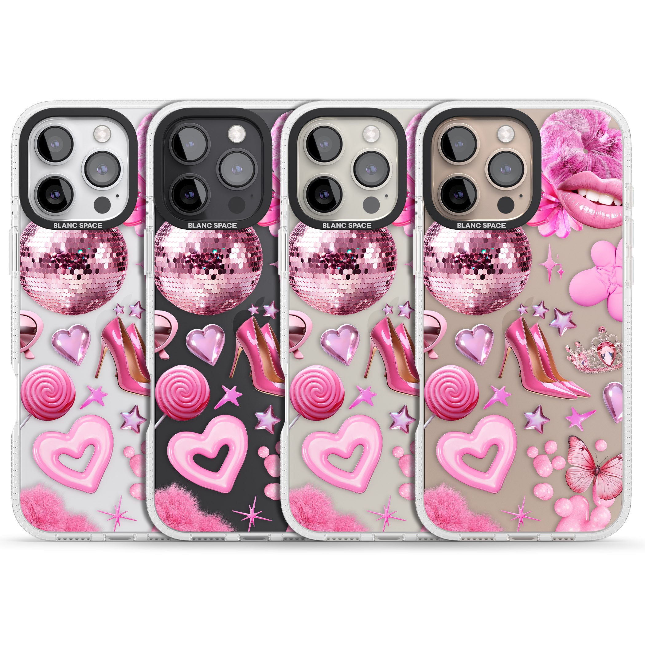 Pink Glam iPhone 16 Pro Max / 16 Pro Clear Case Impact Air - Blanc Space