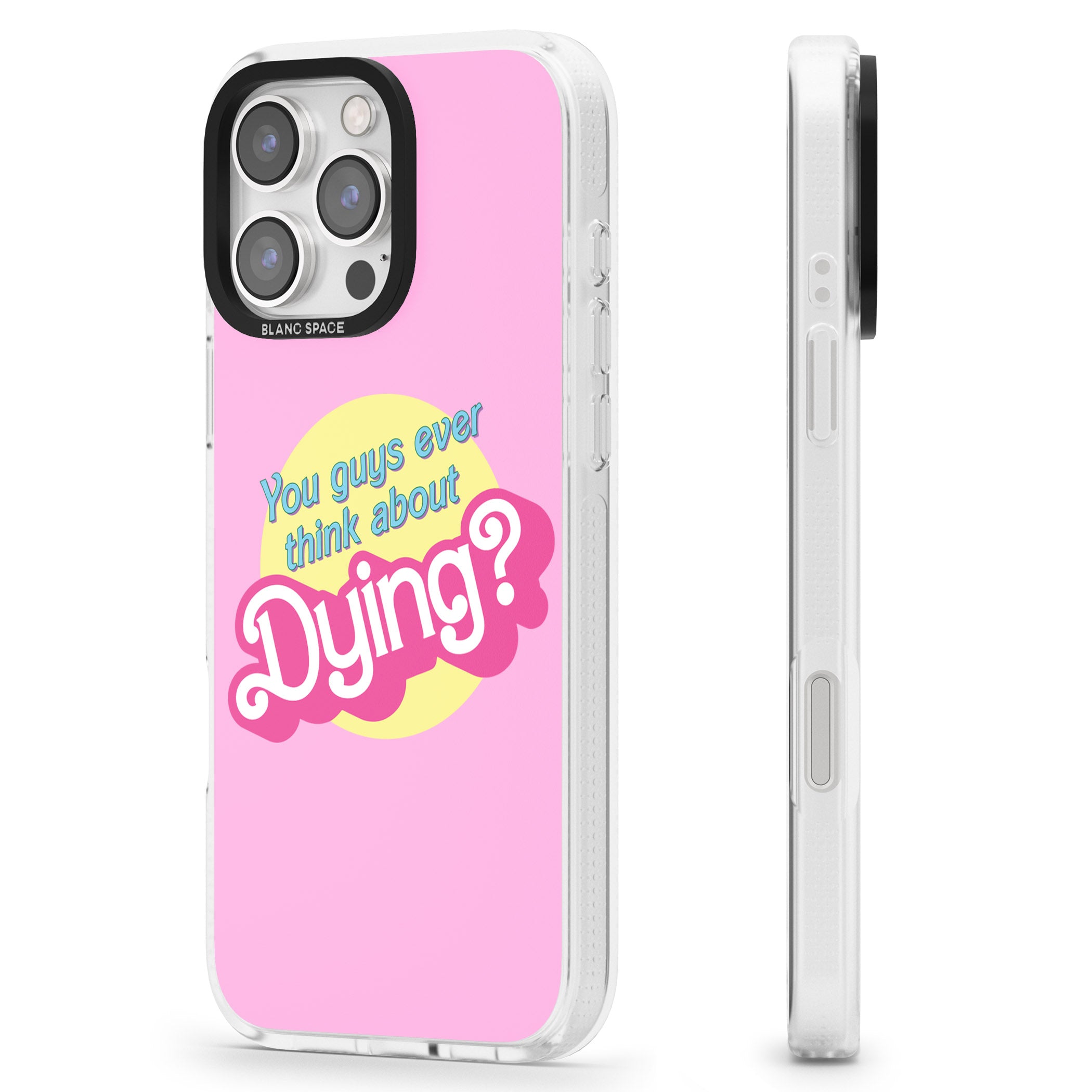 Ever Think About Dying? iPhone 16 Pro Max / 16 Pro Clear Case Impact Air - Blanc Space